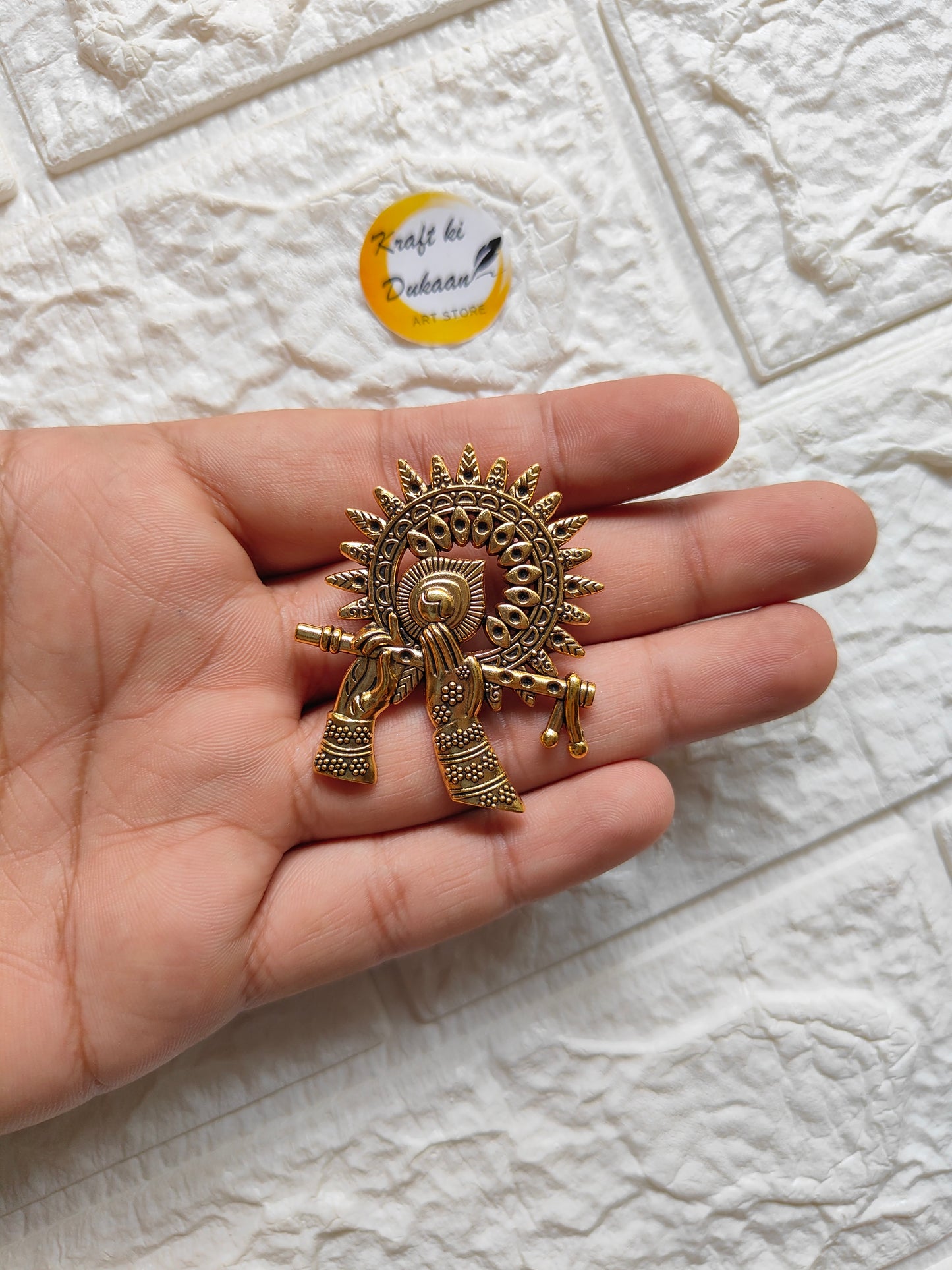 Antique Gold Krishna Pendant Pack of 5 - Kraft ki Dukaan