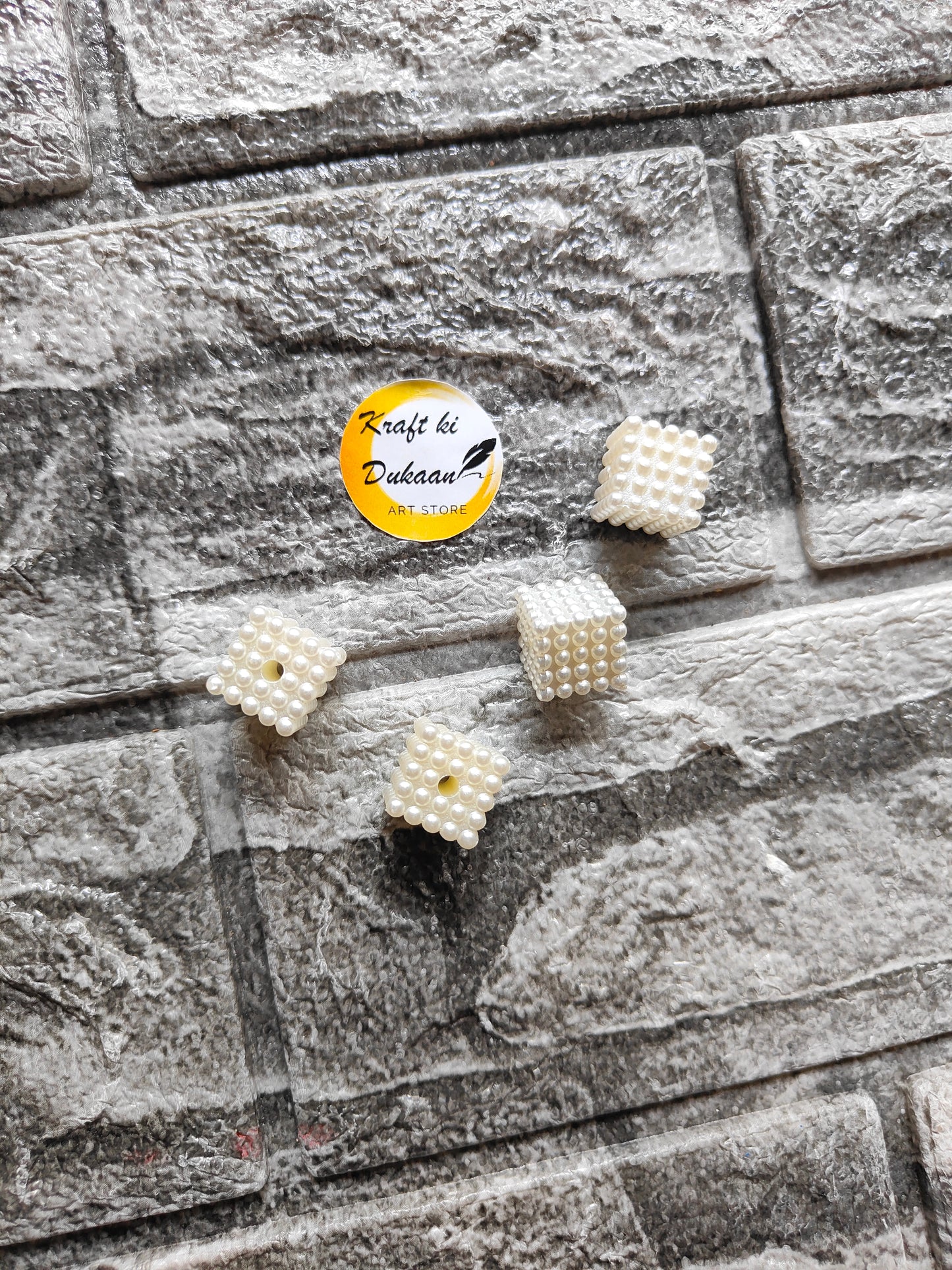 Pearl Square Beads Pack of 25 - Kraft ki Dukaan