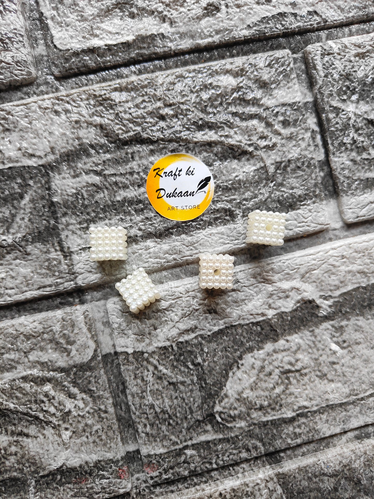 Pearl Square Beads Pack of 25 - Kraft ki Dukaan