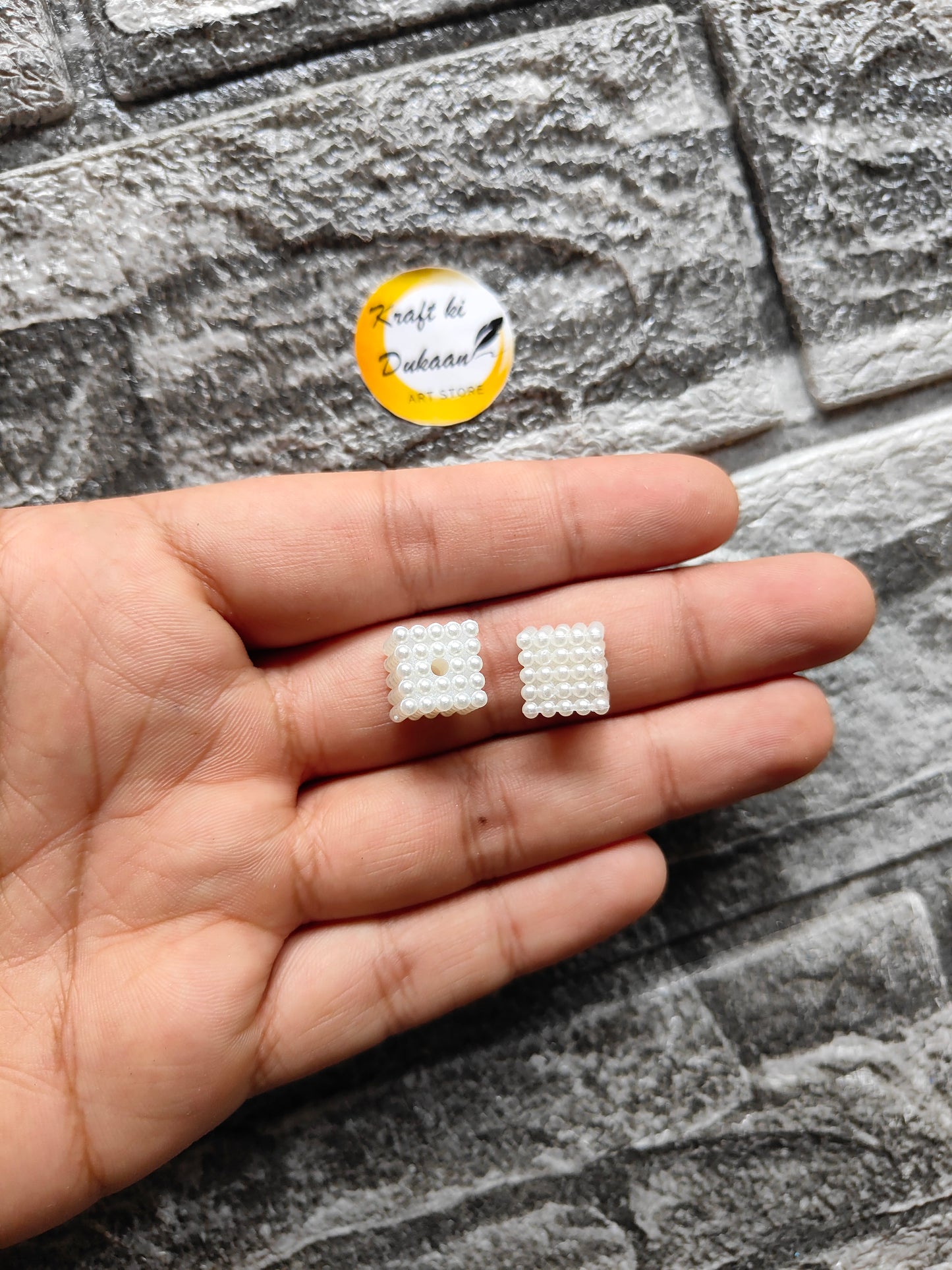 Pearl Square Beads Pack of 25 - Kraft ki Dukaan