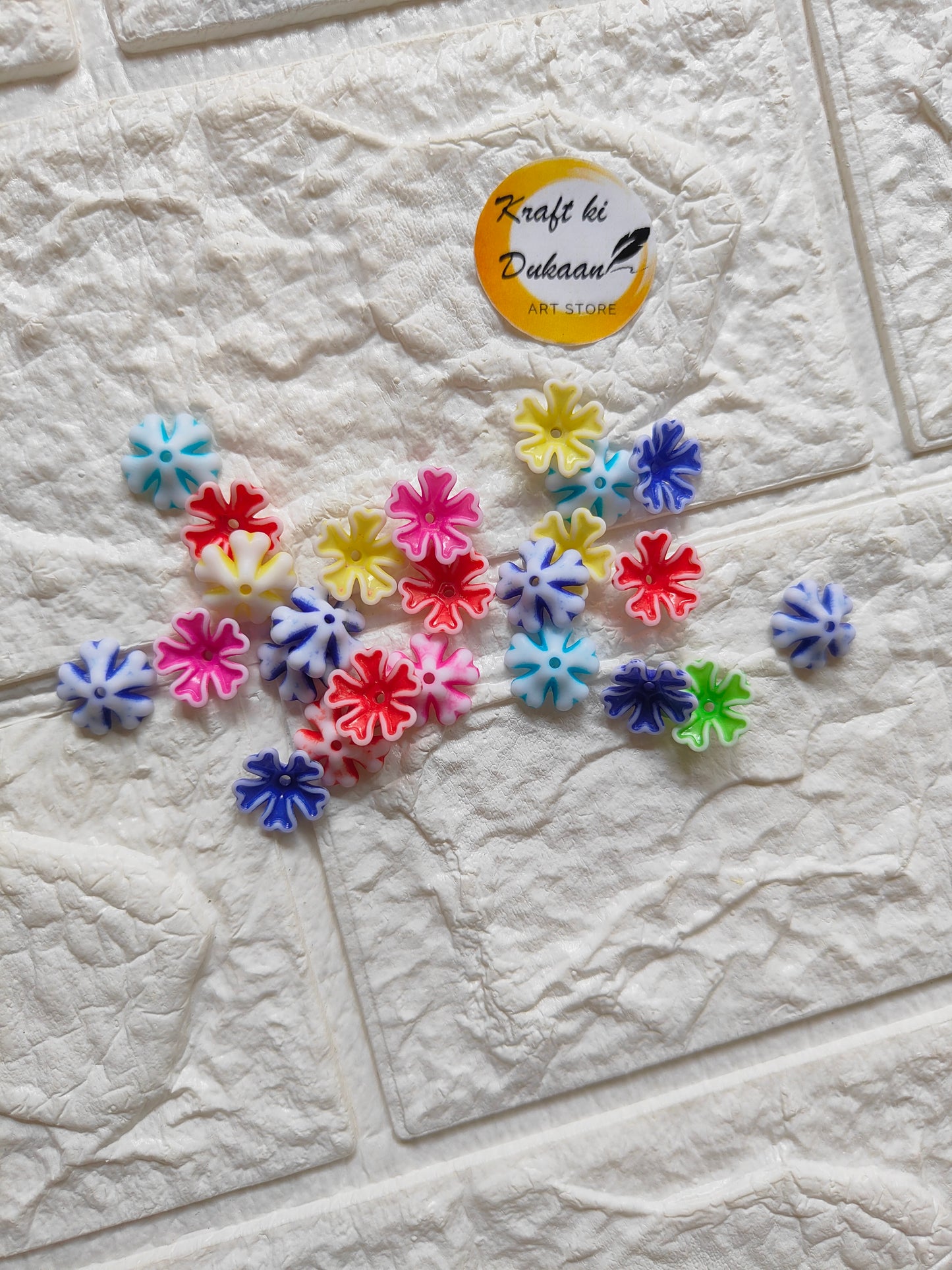 Plastic Flower Beads Pack of 100 - Kraft ki Dukaan