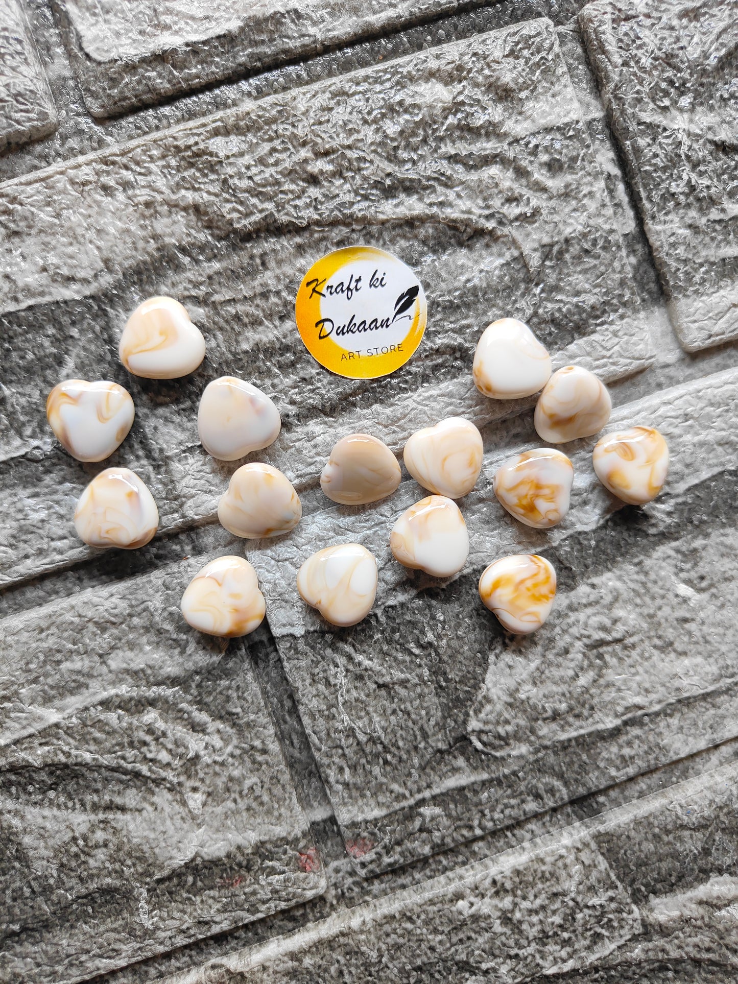 Marble Beads Heart Pack of 25 - Kraft ki Dukaan