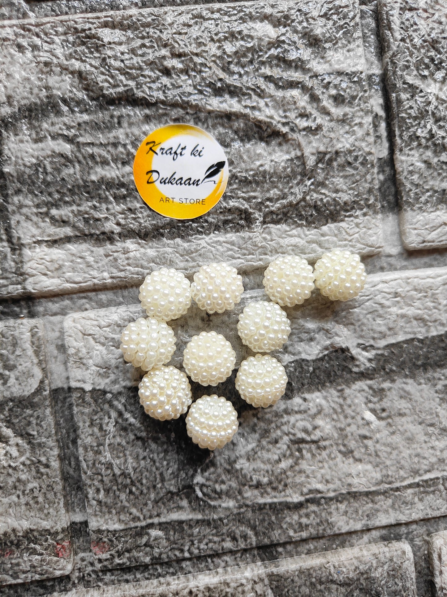 White Pearl Ball Beads Pack of 25 - Kraft ki Dukaan