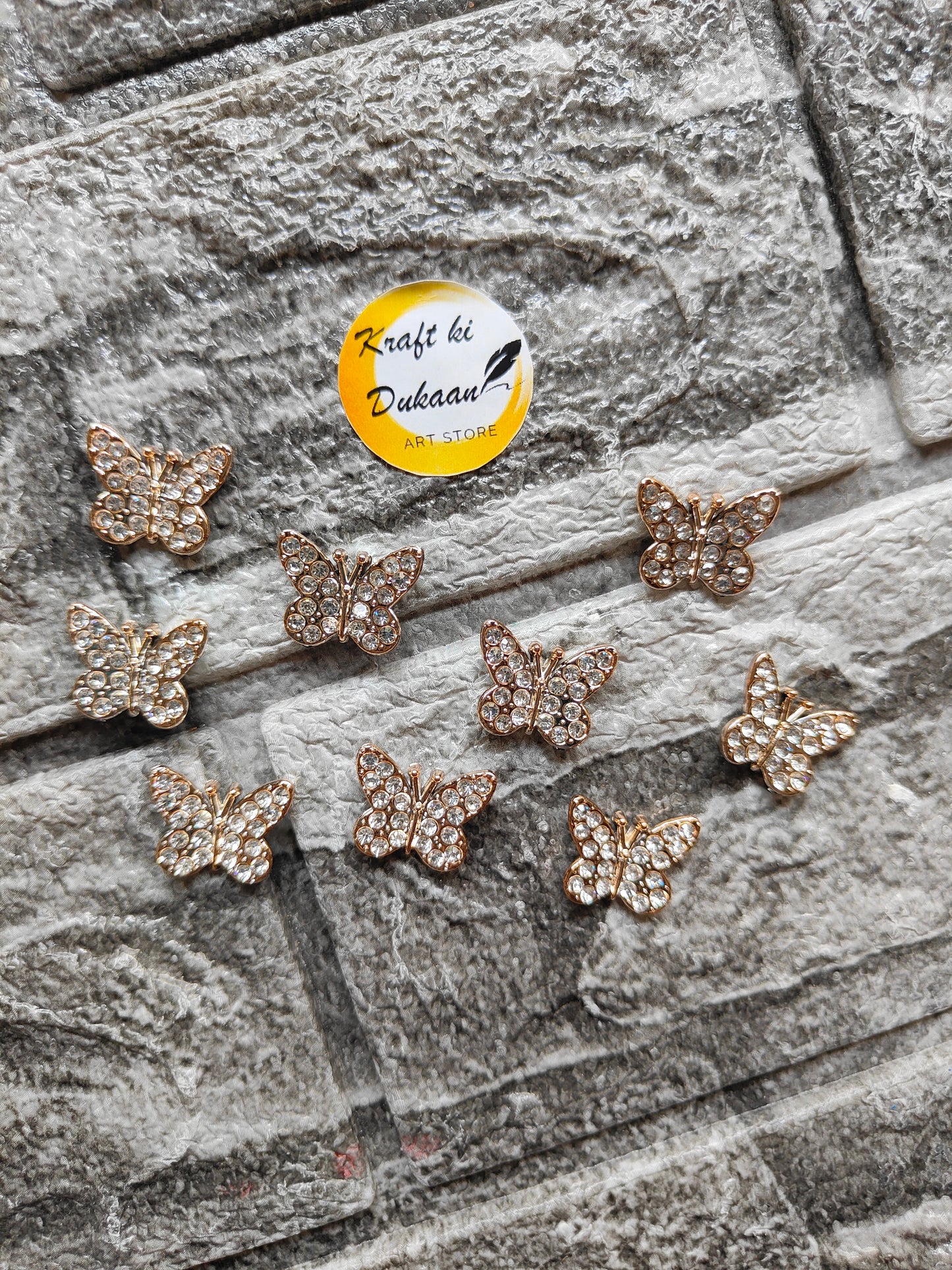 Golden Butterfly Diamond Beads Pack of 50 - Kraft ki Dukaan
