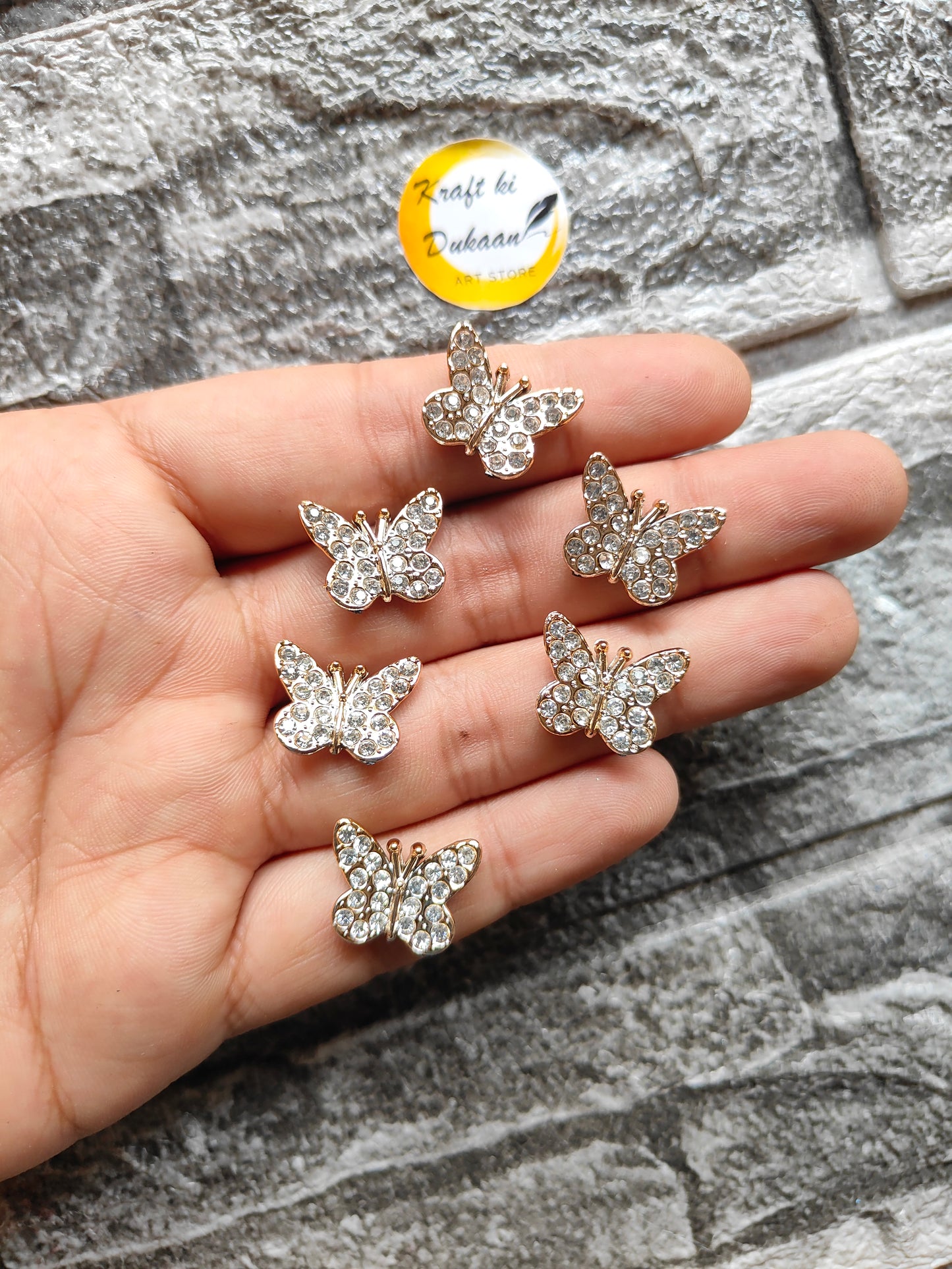 Golden Butterfly Diamond Beads Pack of 50 - Kraft ki Dukaan