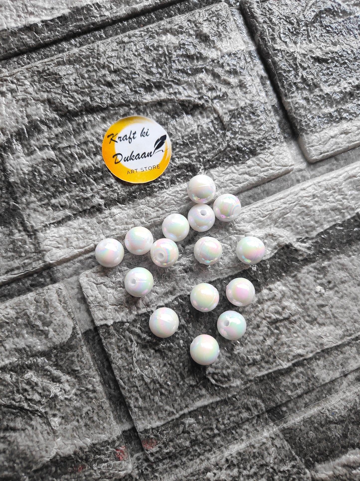 ABS Rainbow White Beads - Kraft ki Dukaan