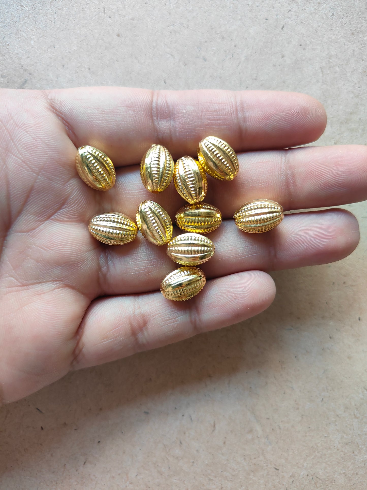 Golden Nariyal Beads Pack of 50 - Kraft ki Dukaan