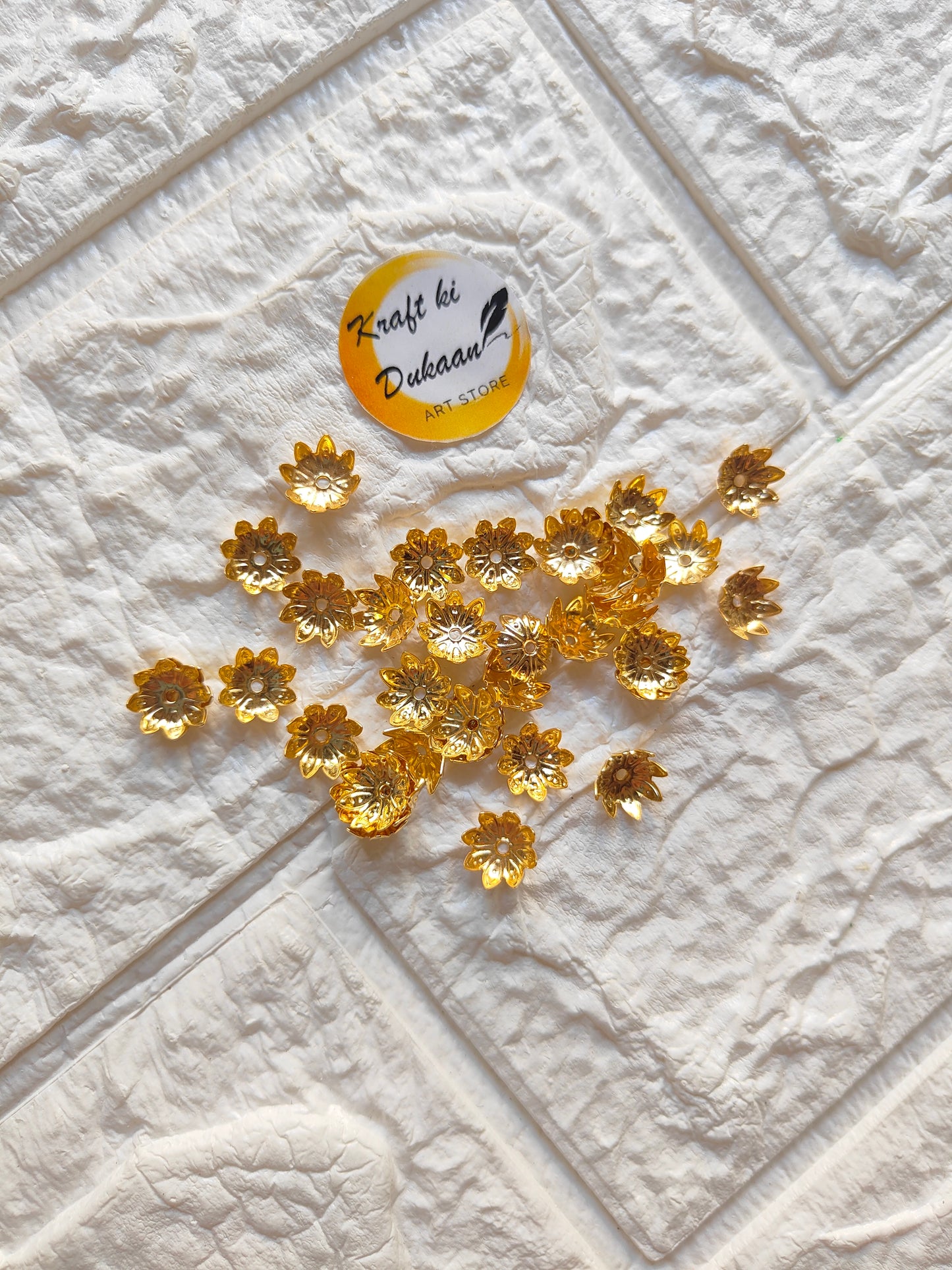 Metal Small Flower Beads Pack of 50 - Kraft ki Dukaan
