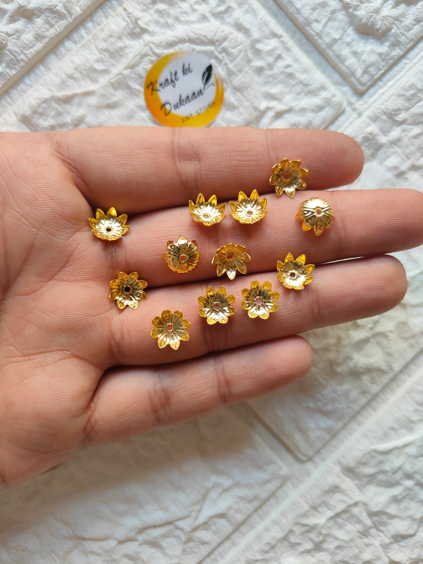 Metal Small Flower Beads Pack of 50 - Kraft ki Dukaan