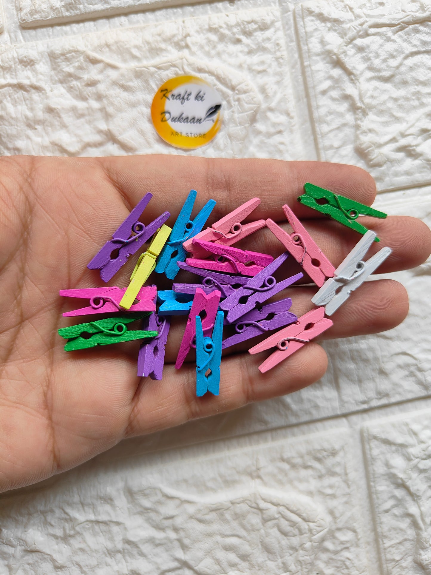 Wooden Color Clips Pack of 50 - Kraft ki Dukaan