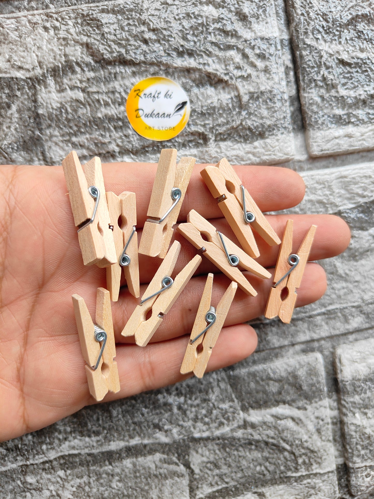Wooden Plain Clips Pack of 50 - Kraft ki Dukaan
