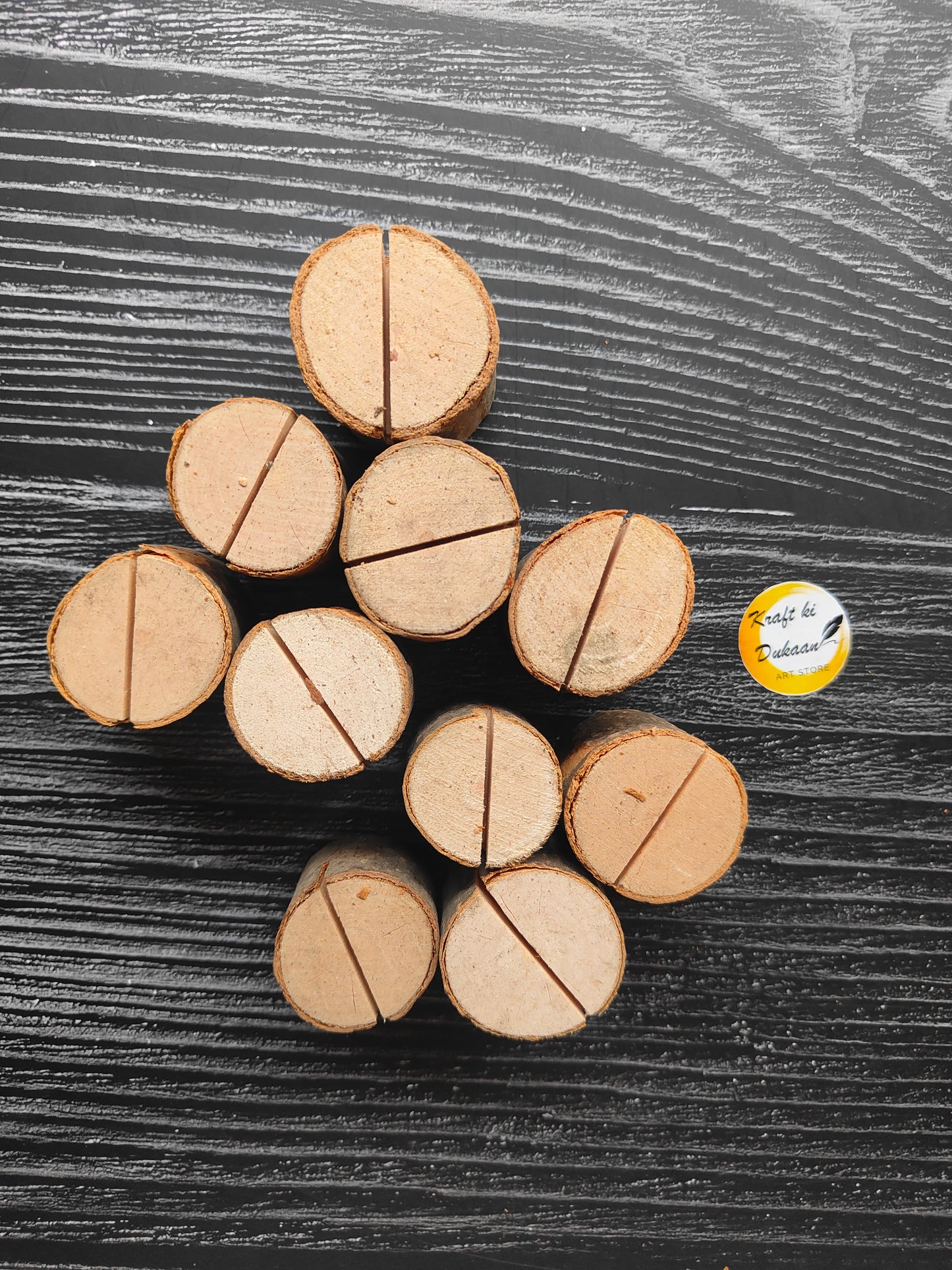 Wooden Slice Card Holder Round Pack of 10