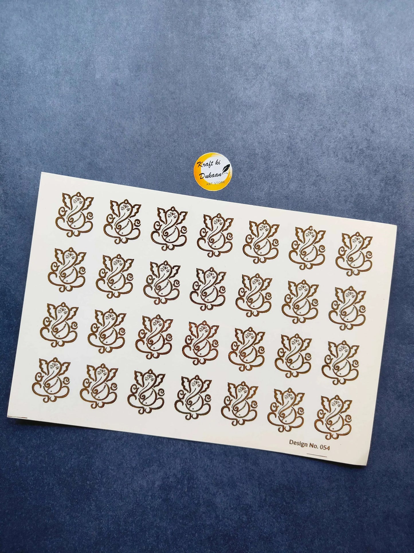 A5 gold embossed sticker sheet with ornate floral designs, sheet layout