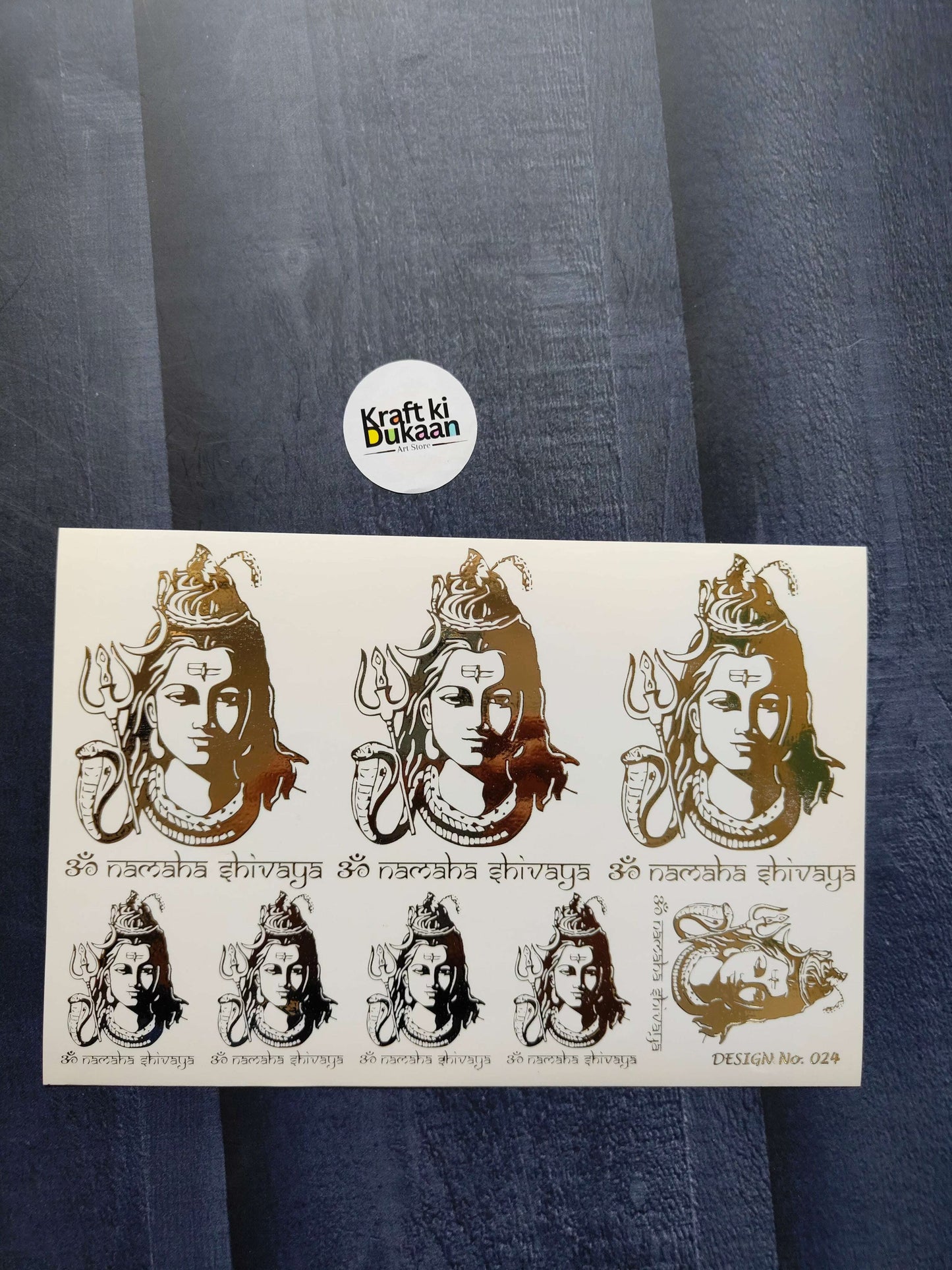A5 gold embossed sticker sheet with multiple goddess head designs in gold foil