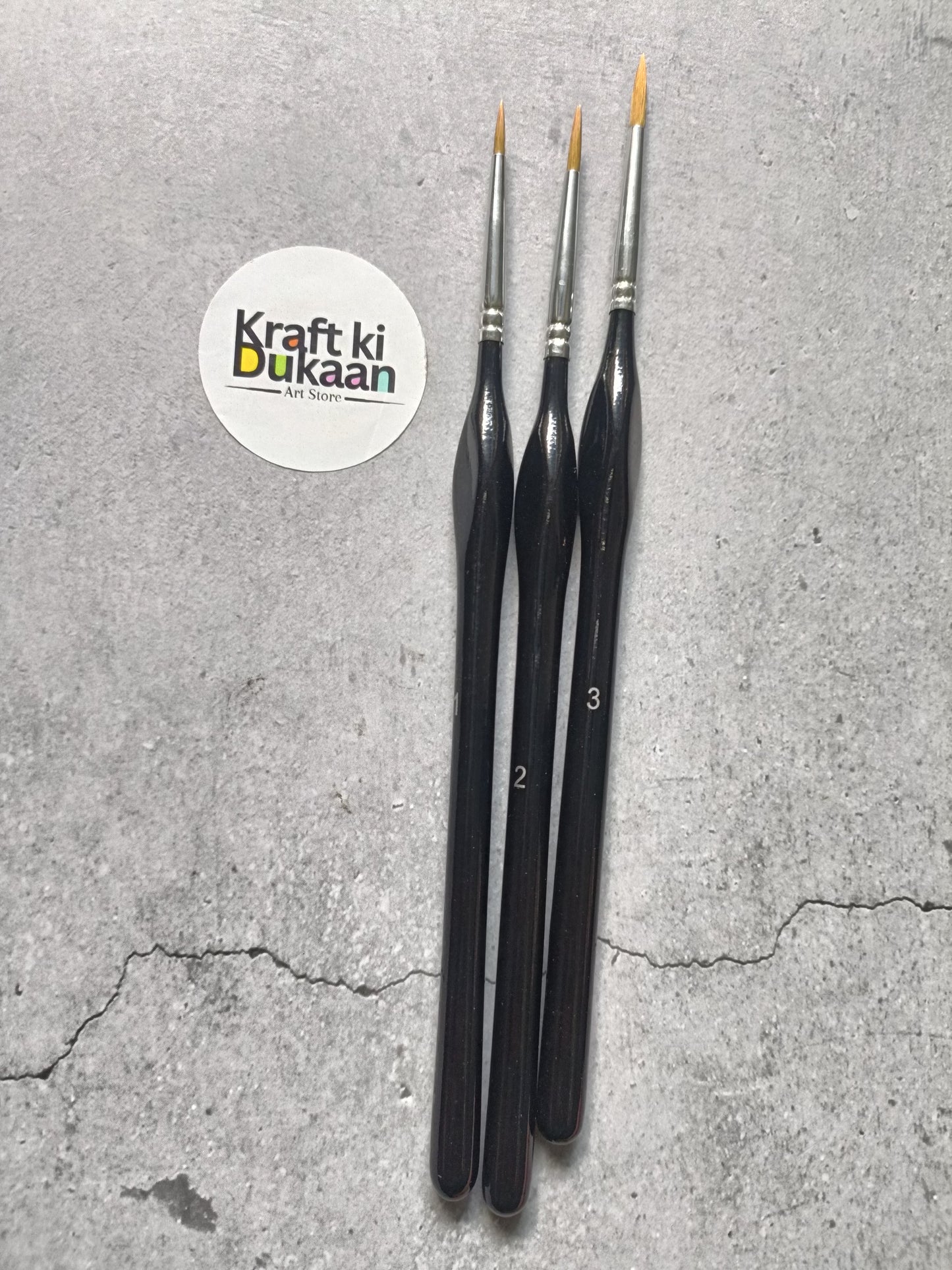 3PC Paint Brush Round Black Handle