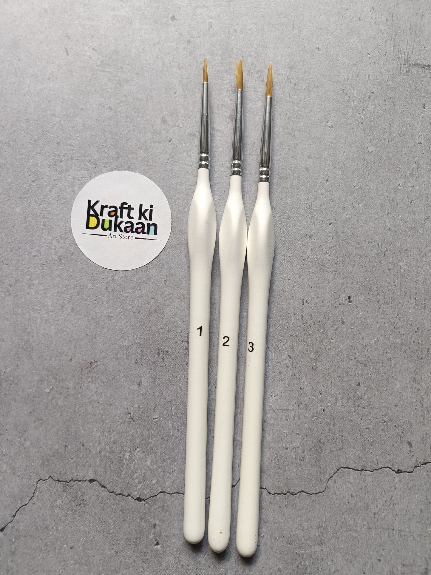 3PC Paint Brush Round White Handle