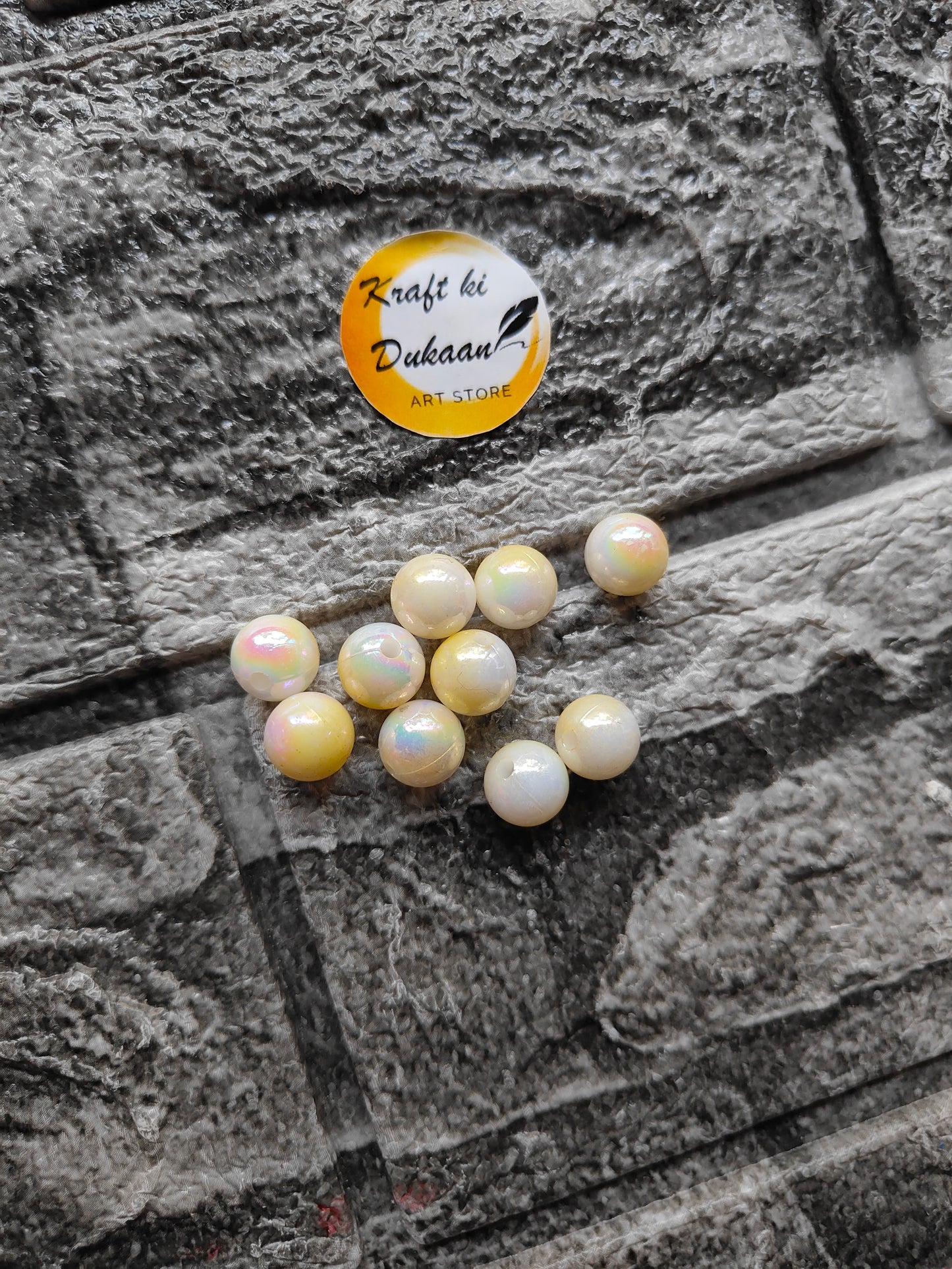ABS Rainbow Yellow Beads - Kraft ki Dukaan