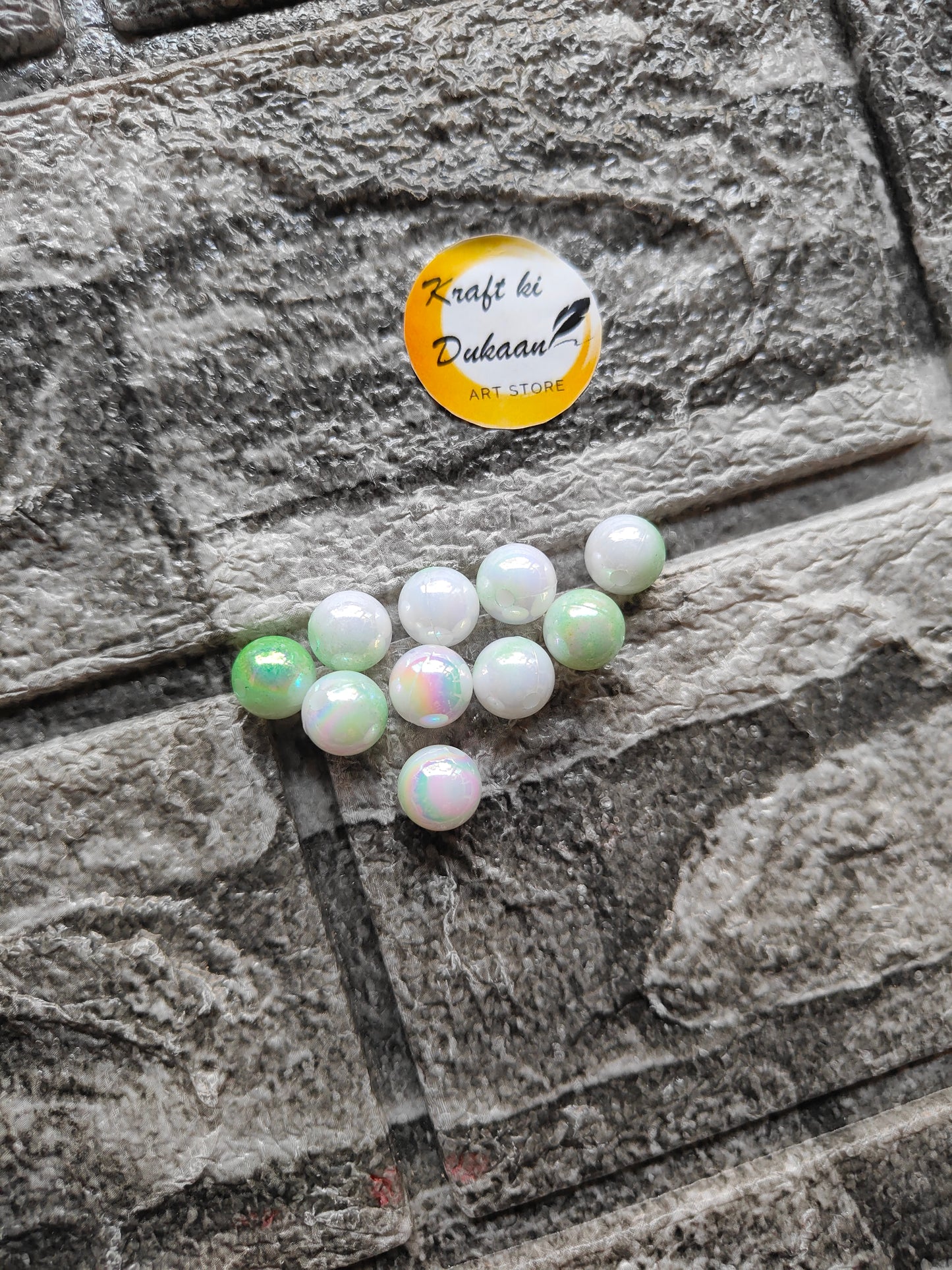 ABS Rainbow Green Beads - Kraft ki Dukaan
