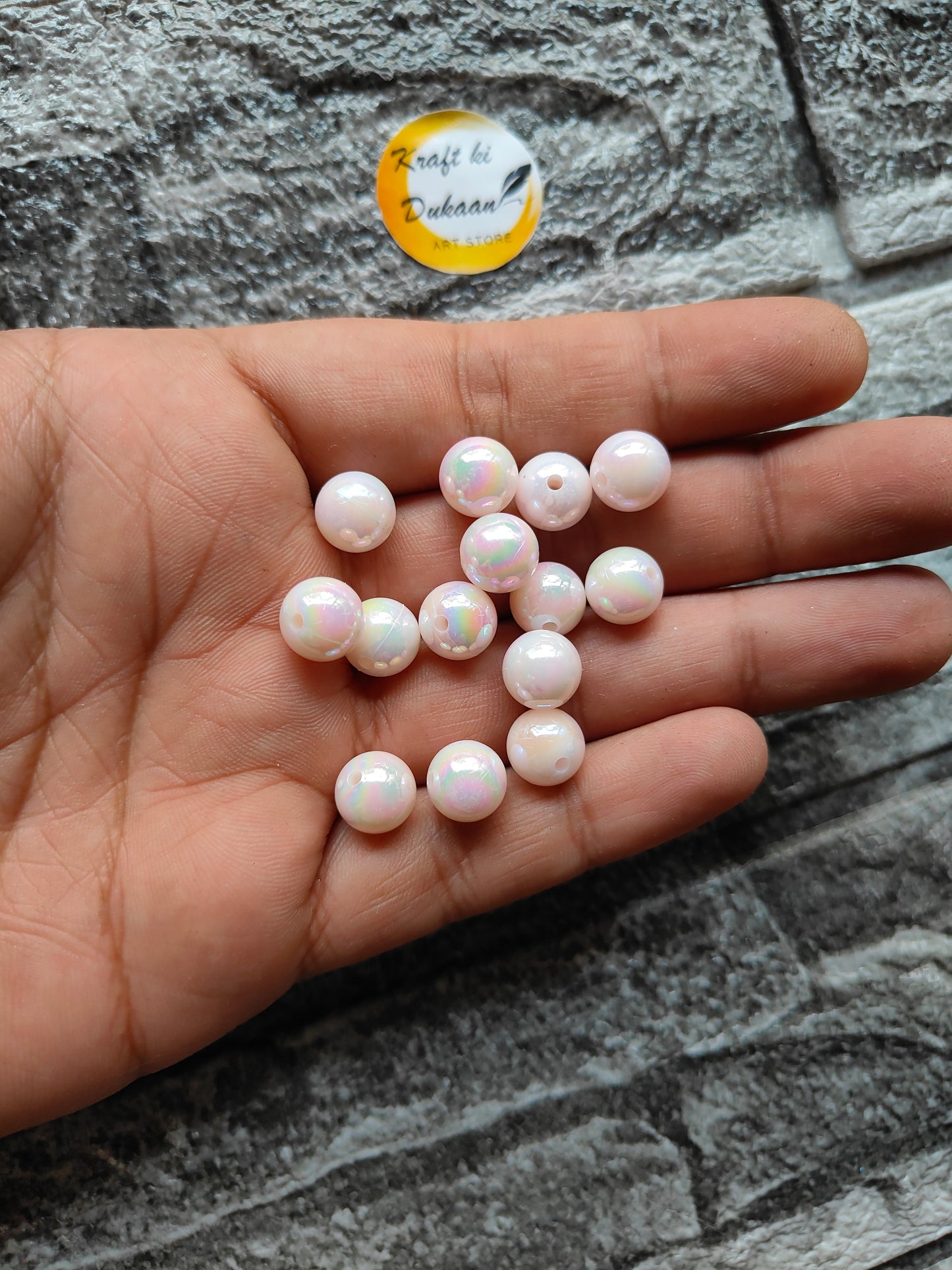 ABS Rainbow Peach Beads - Kraft ki Dukaan