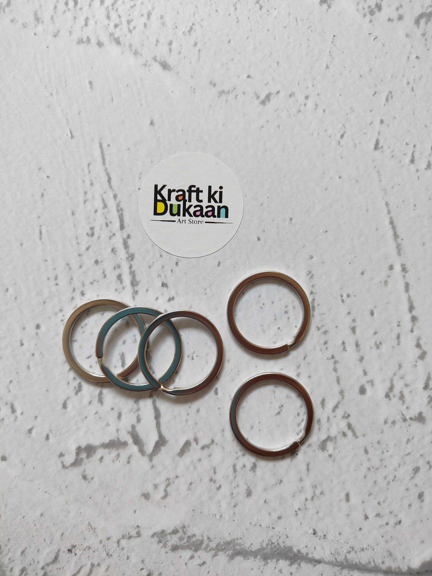 Mixed metallic keyring rings (brown, silver tones), pack of 50