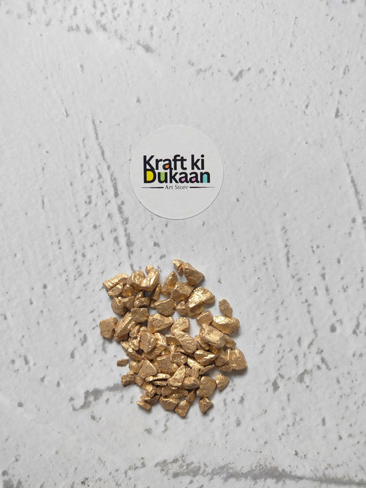 Gold nugget stones loose pile, small metallic gold irregular pieces