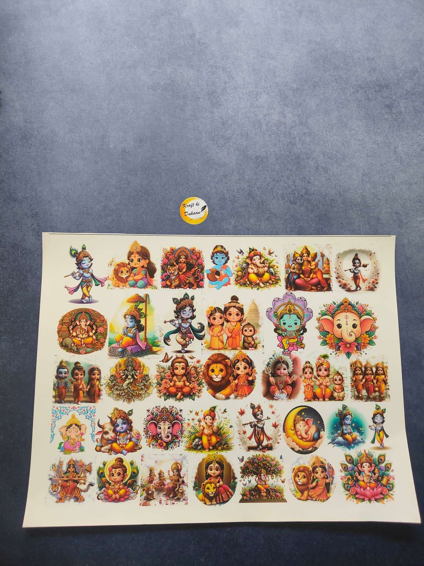 A4 color sticker sheet with multiple colorful cartoon character designs