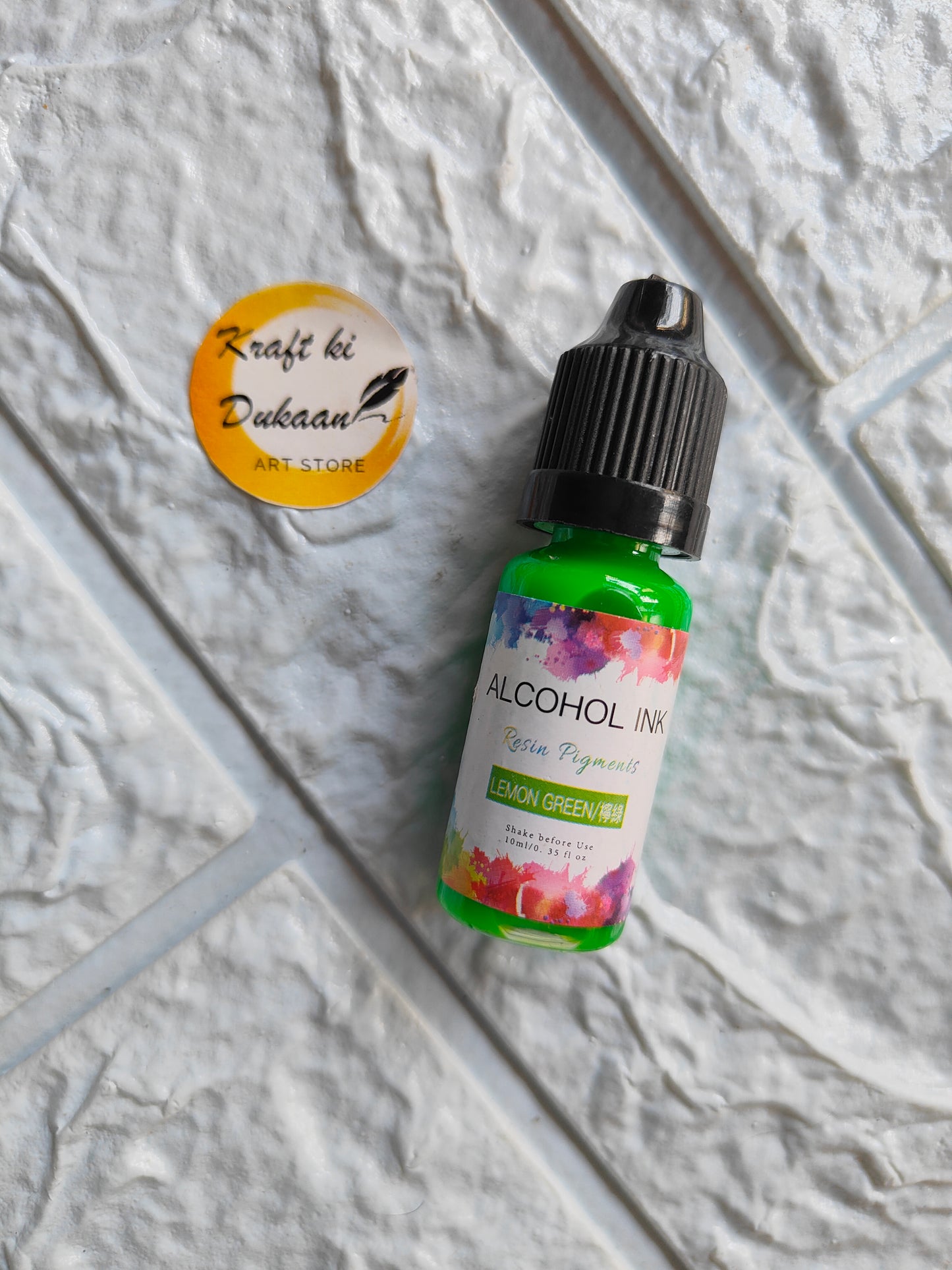 Kraft ki Dukaan alcohol ink for resin art in Lemon Green color, perfect for vibrant artistic projects