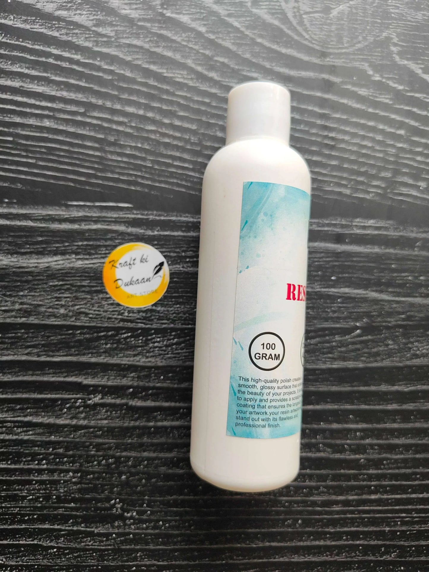 Epoxy Resin Polish Gloss 100 g bottle, back label with usage text