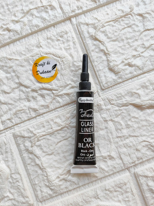 Kraft ki Dukaan black glass liner for resin art in a tube with fine tip for detailed applications