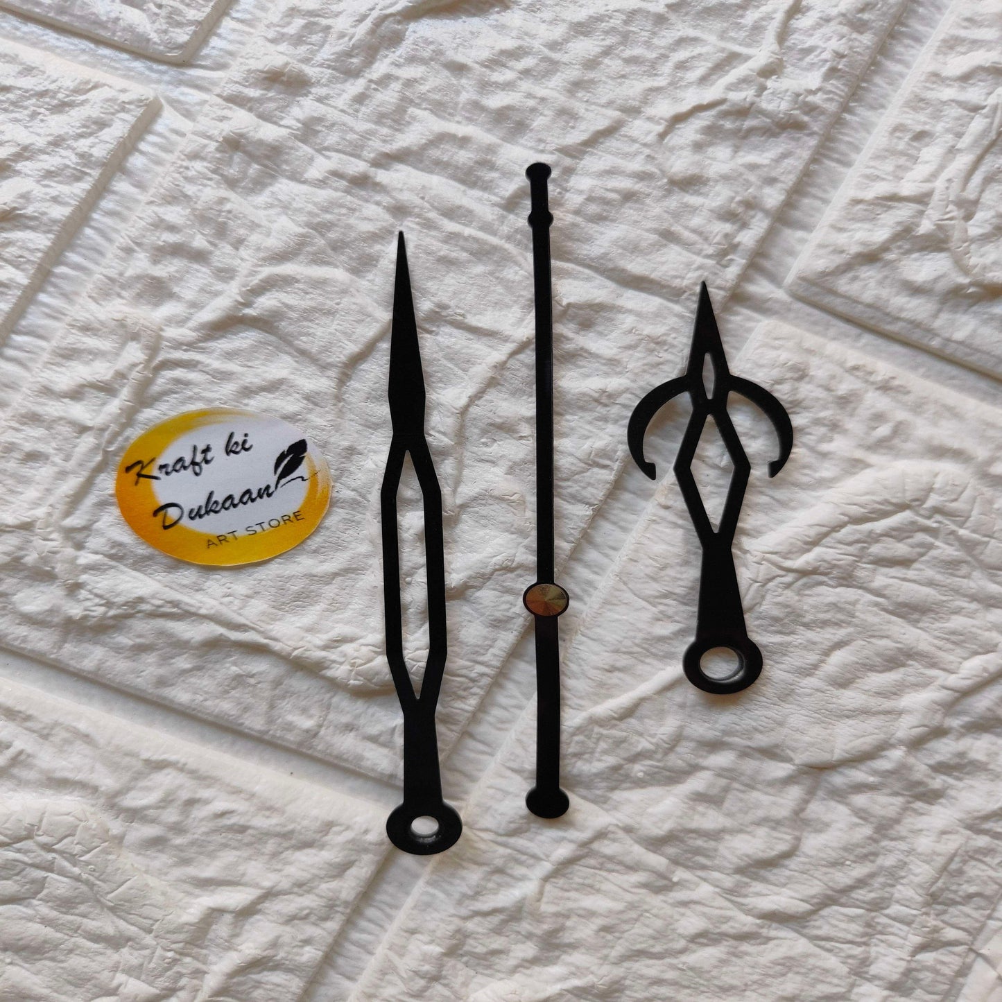 Black metal clock hands set, C10 style with round mounting ends
