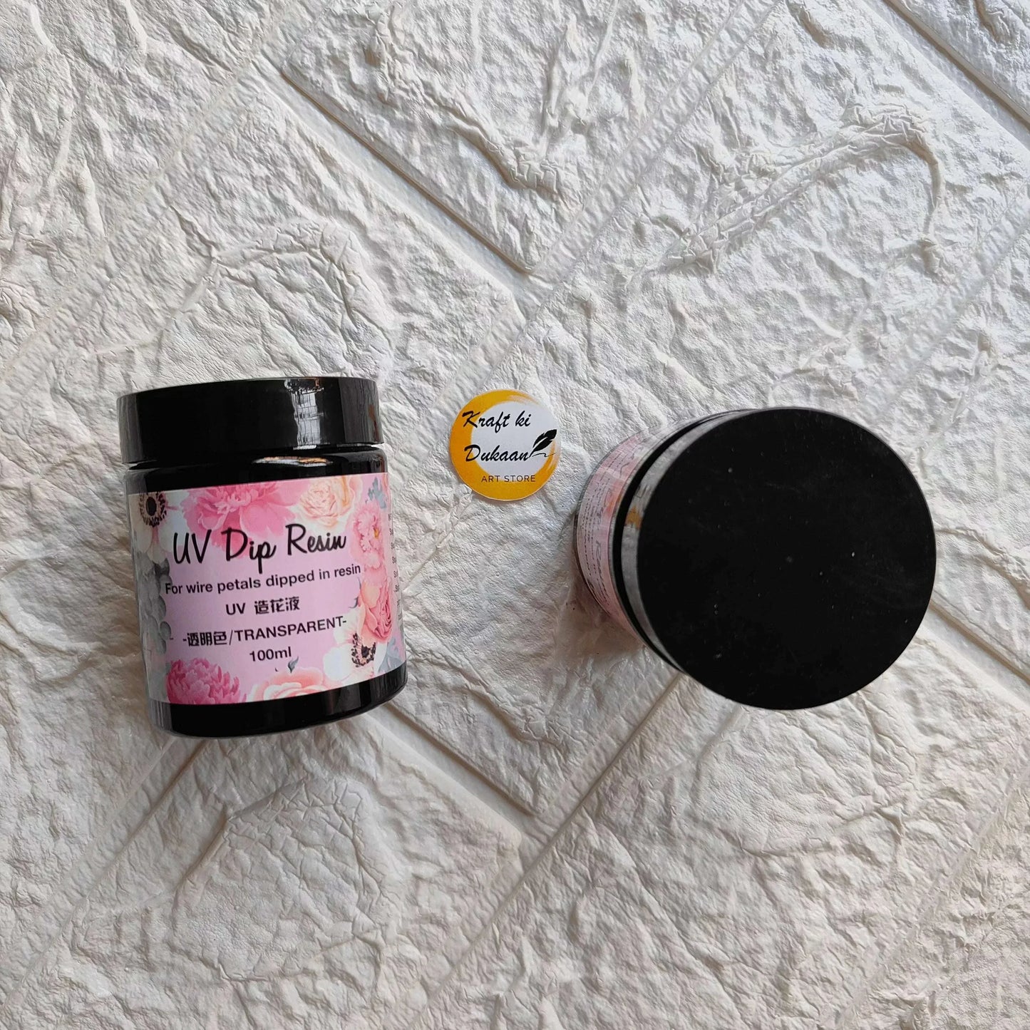 UV Dip Resin Clear 100ml jar with black lid; transparent UV dip resin for wire