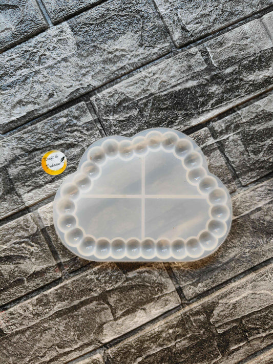 Cloud Bubble Dish mould with bubble edge and center cross divider