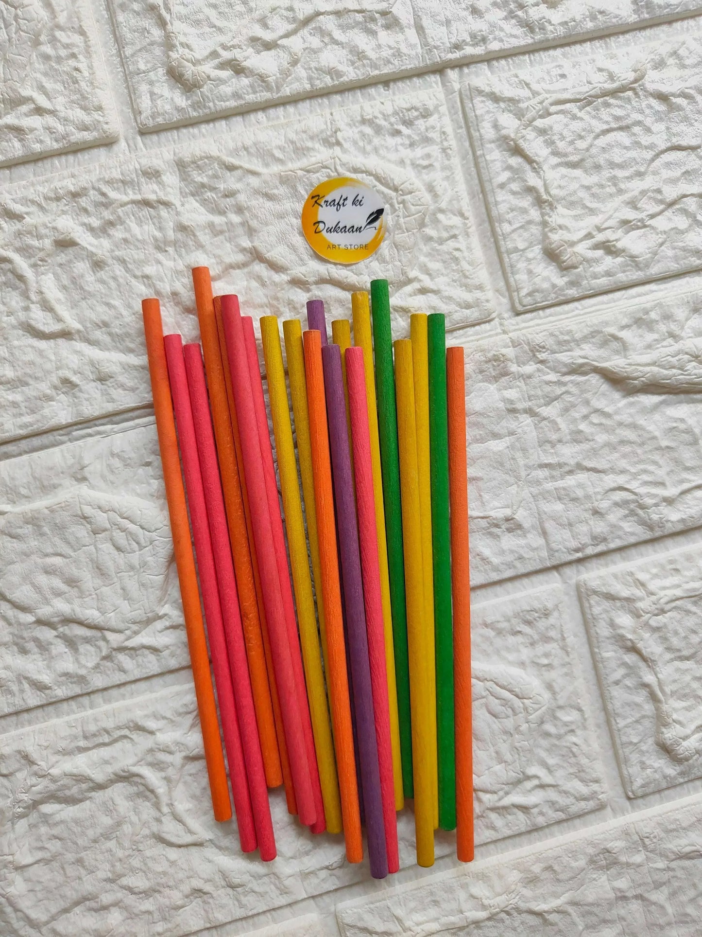 Colored round wooden craft sticks, assorted colors, 0.5x15cm