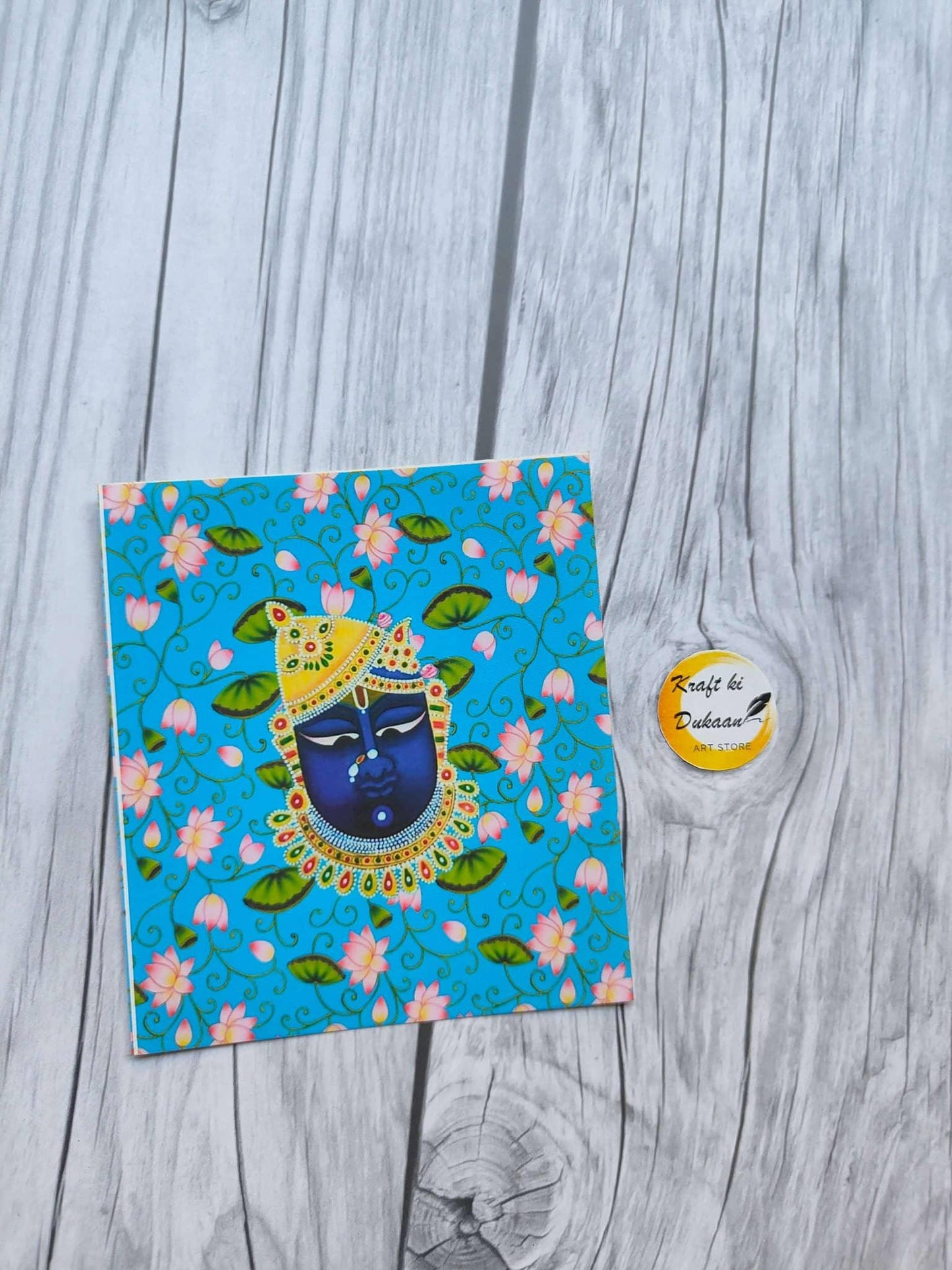 Mini color sticker sheet with blue floral pattern and central owl-style illustration