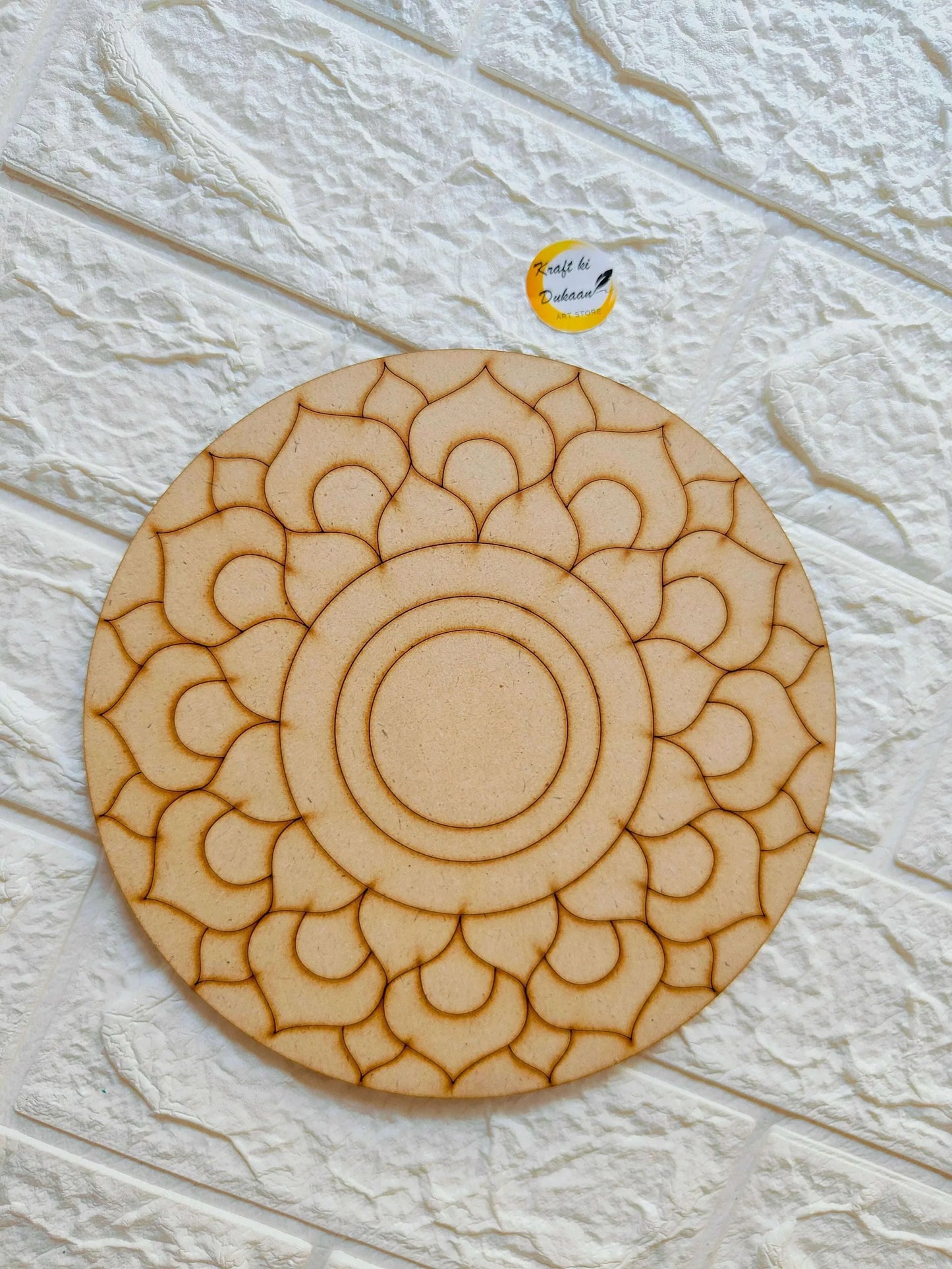 8-inch pre-marked MDF circular board with ornate floral mandala outline