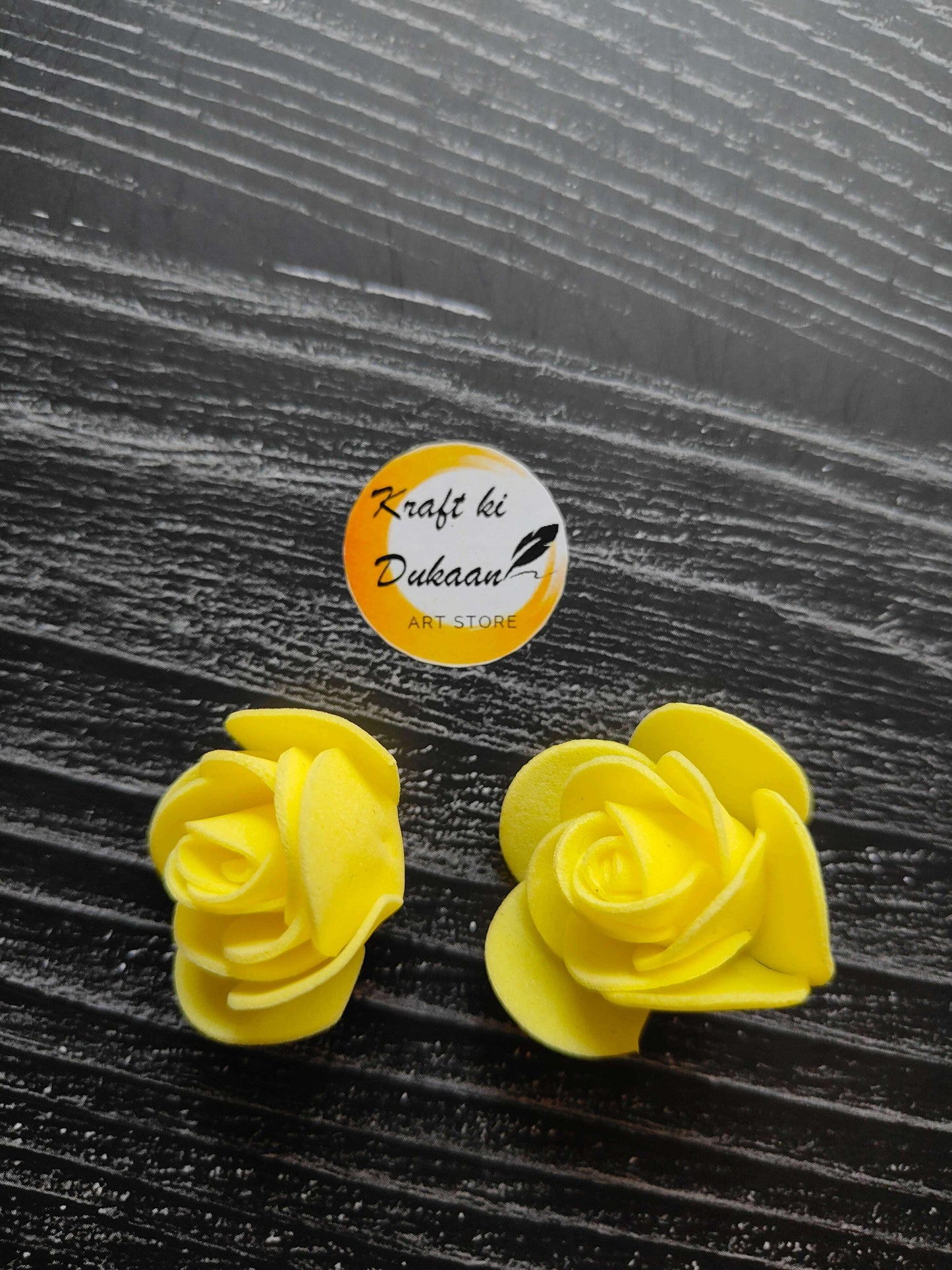 Yellow foam flower roses, two in pack