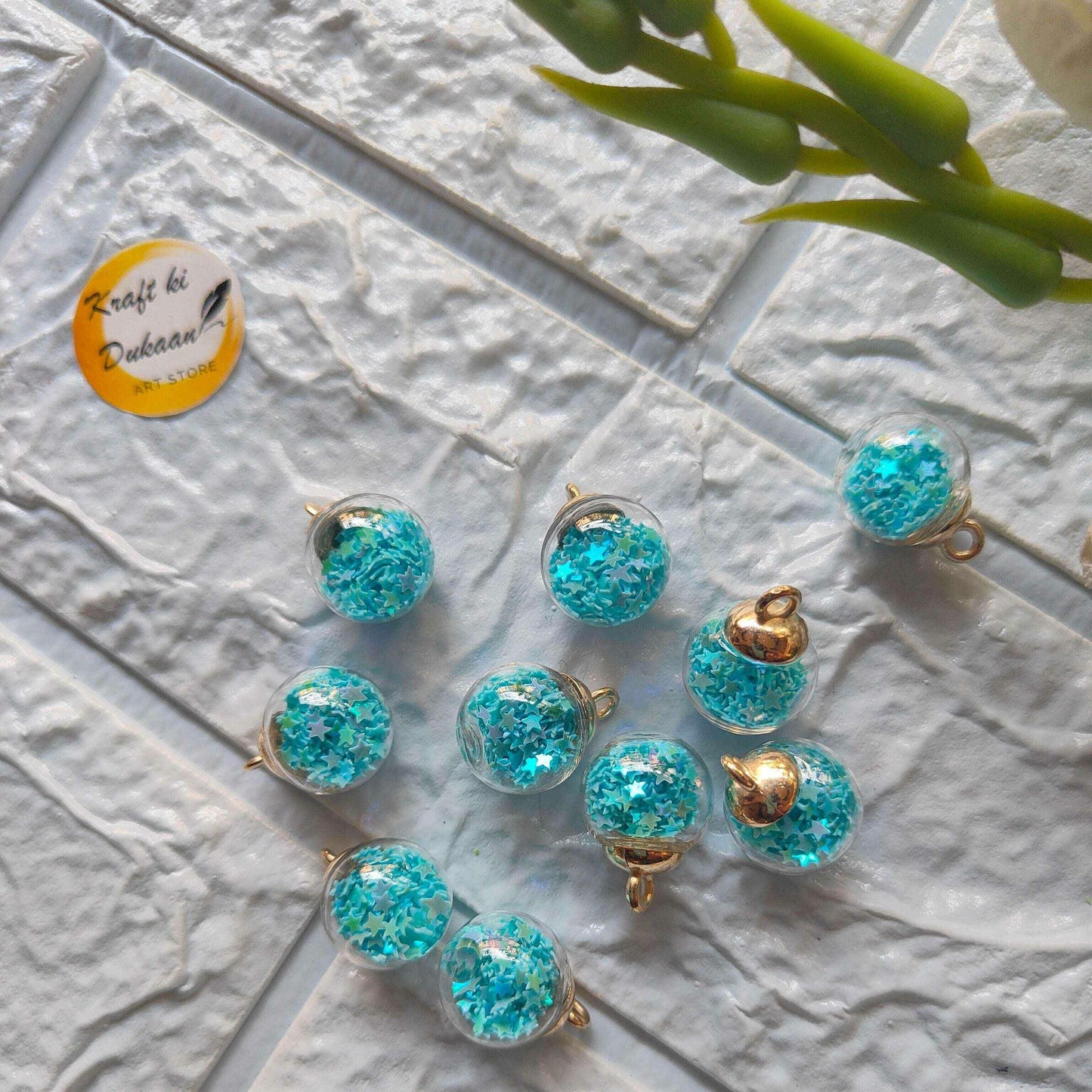 craft-glass-ball-pendants-blue-glitter-water