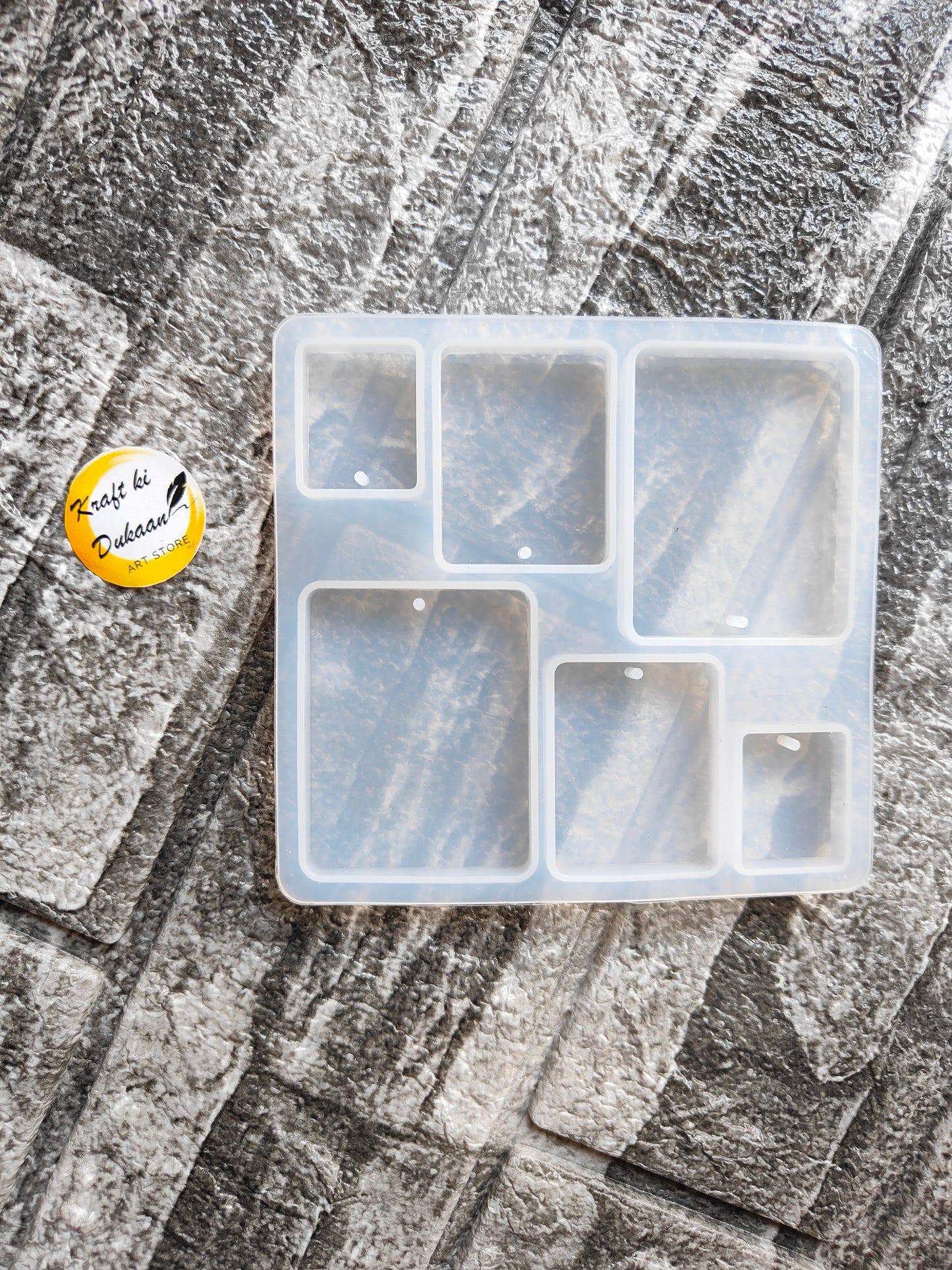 Transparent 6 cavity rectangle mold for resin by Kraft ki Dukaan on textured surface
