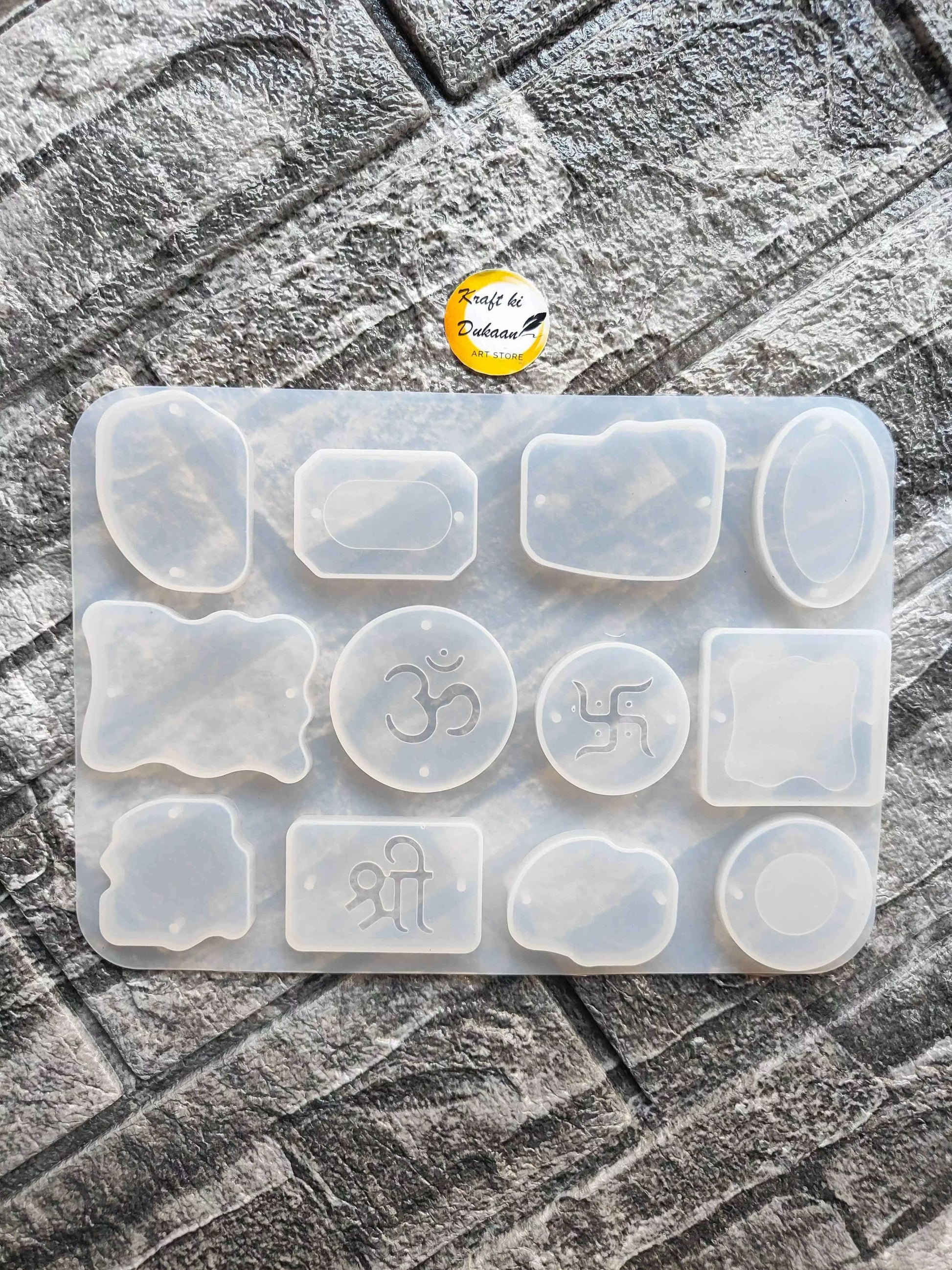 Silicone resin rakhi mould with various shaped cavities for crafting decorative rakhis