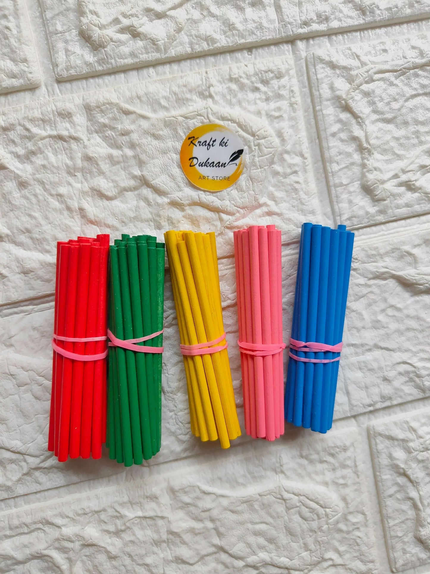 Color craft wood round sticks 0.3x8CM, bundles of red, green, yellow, pink, blue