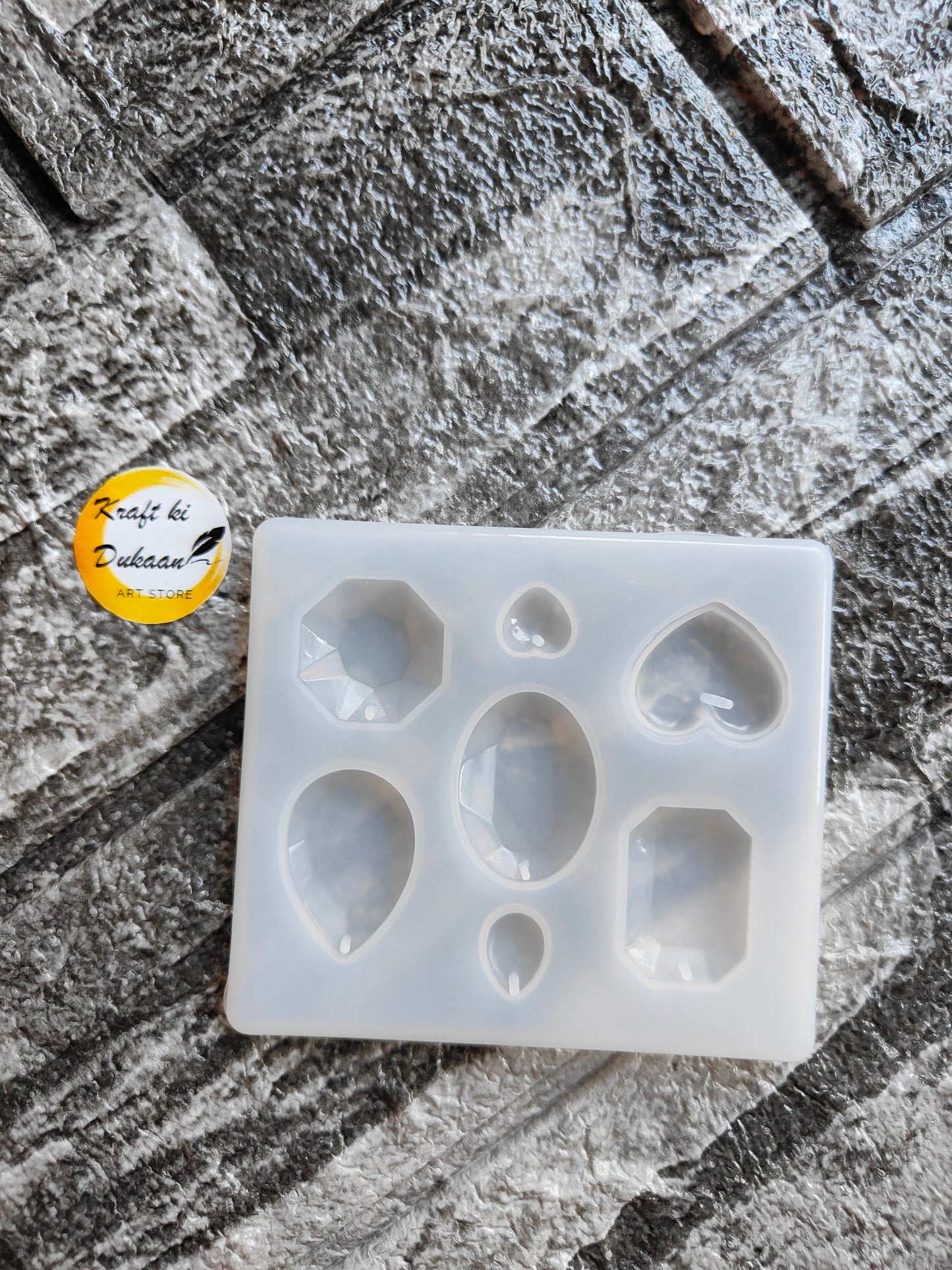Silicone gem pendant mould for resin with various shapes including heart and oval for crafting jewelry