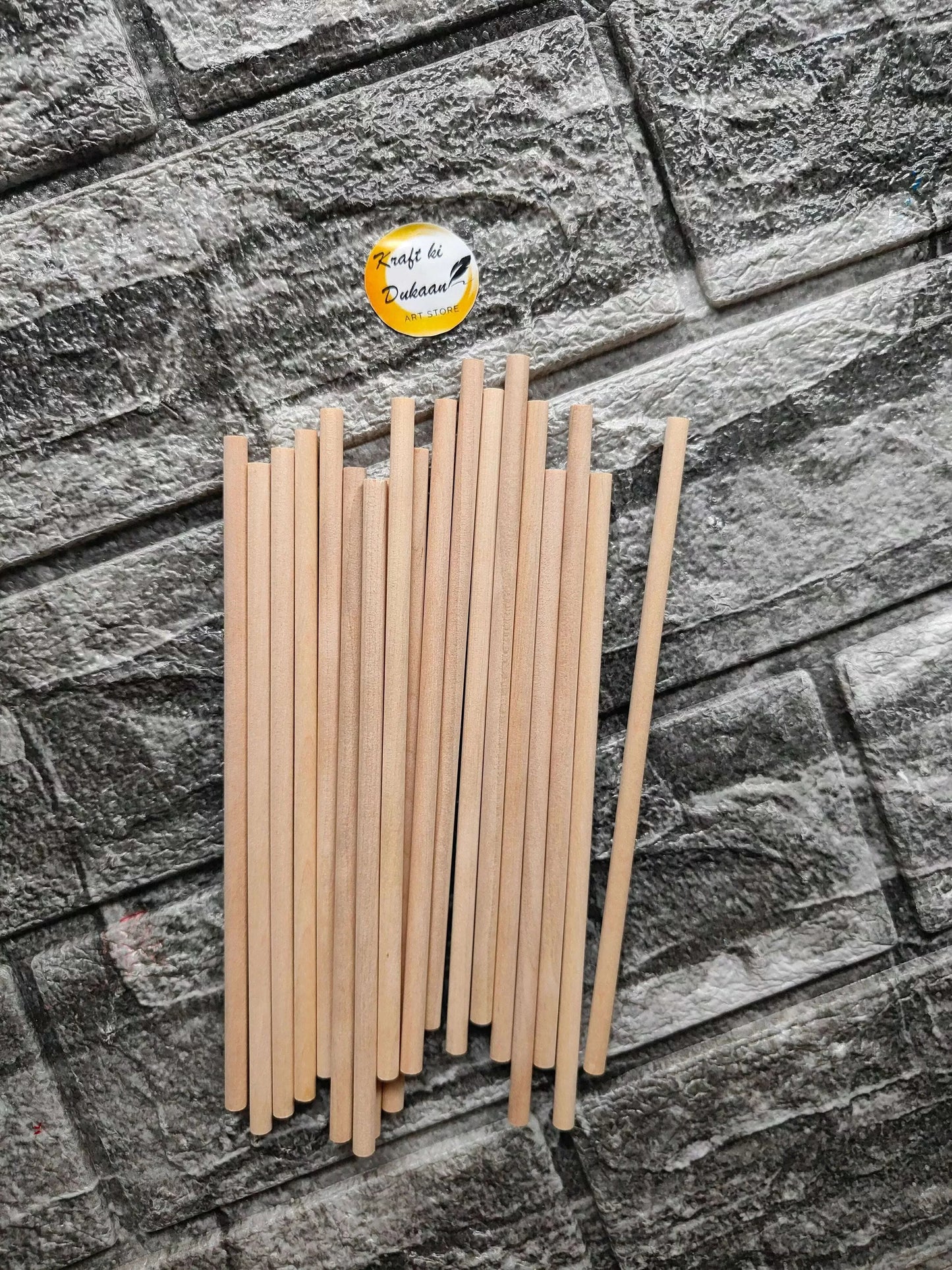 Round plain wooden craft sticks, light wood, 0.5x15cm, bundled
