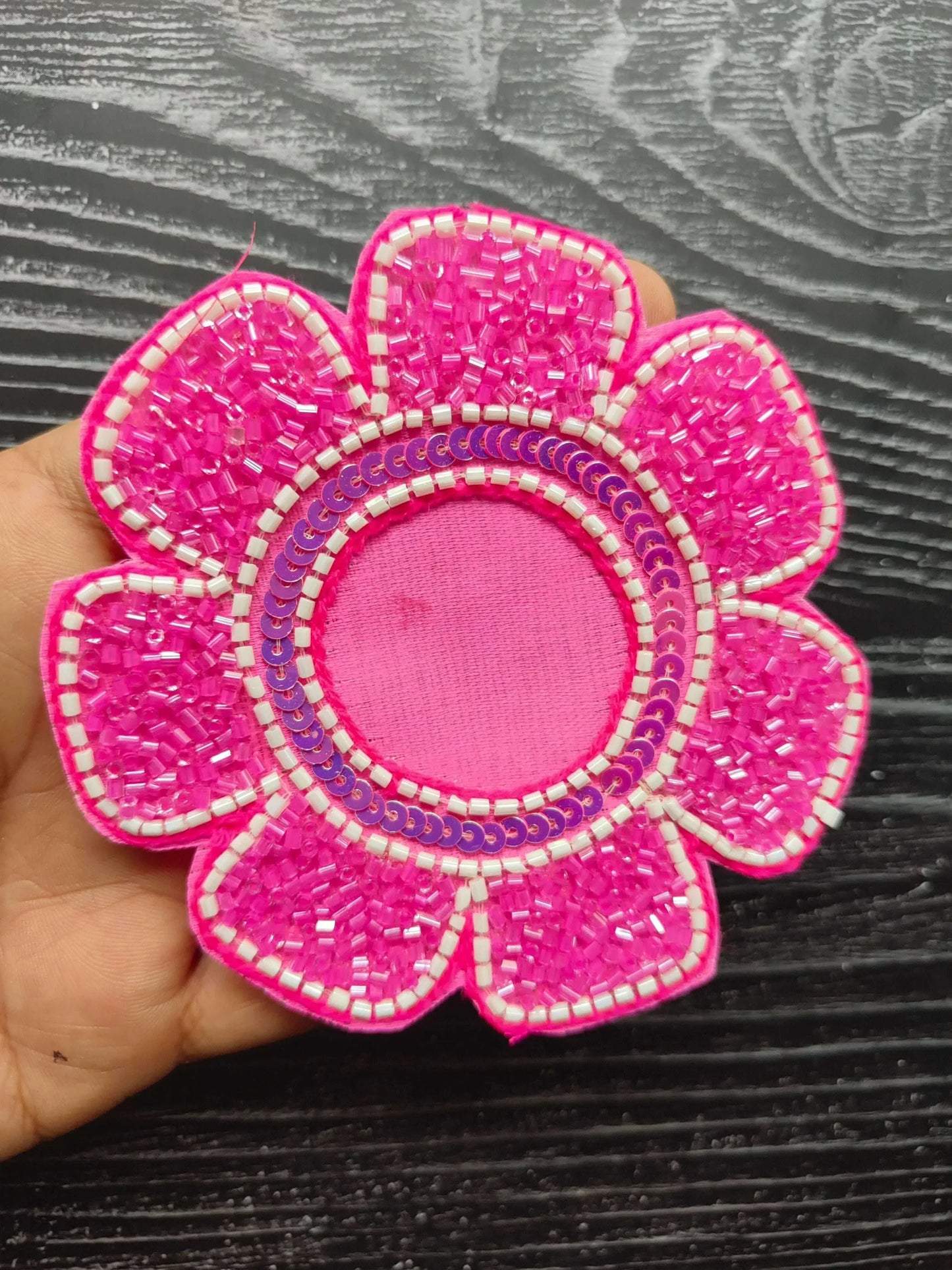 decorative-flower-patches-pink-beaded-sequined