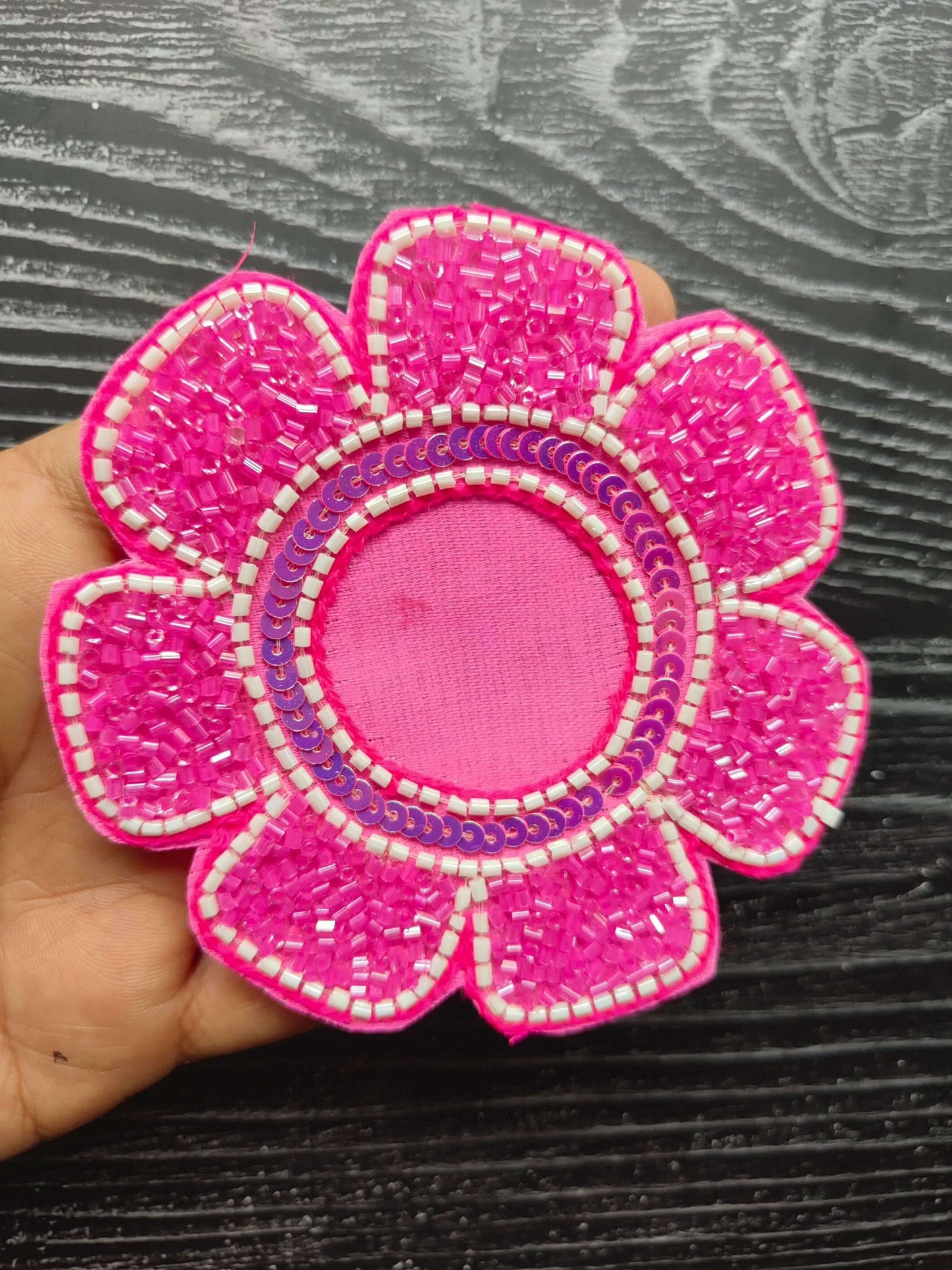 decorative-flower-patches-pink-beaded-sequined