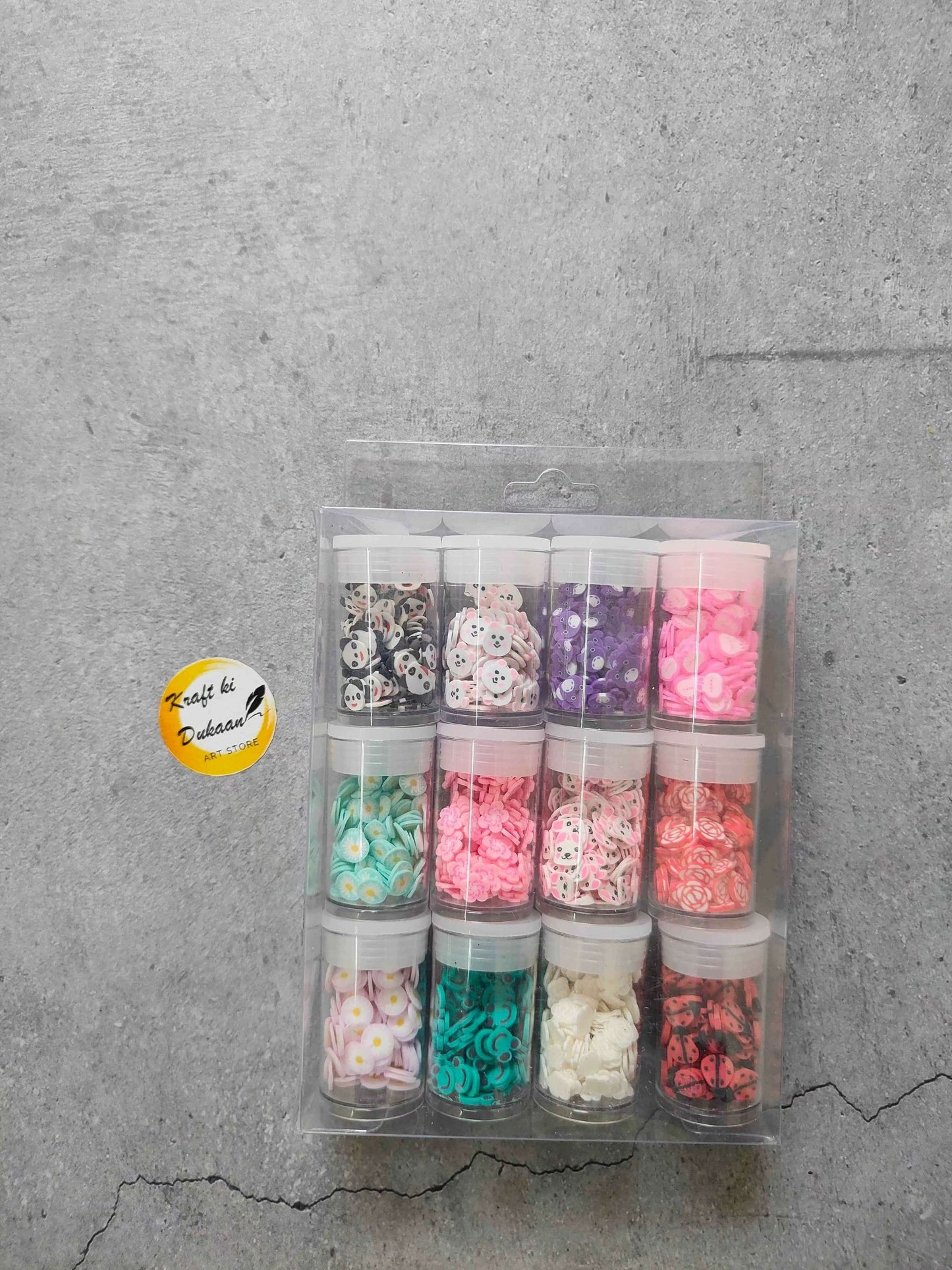 Shaker DIY beads multi box with assorted colors in small clear tubes, A4 size