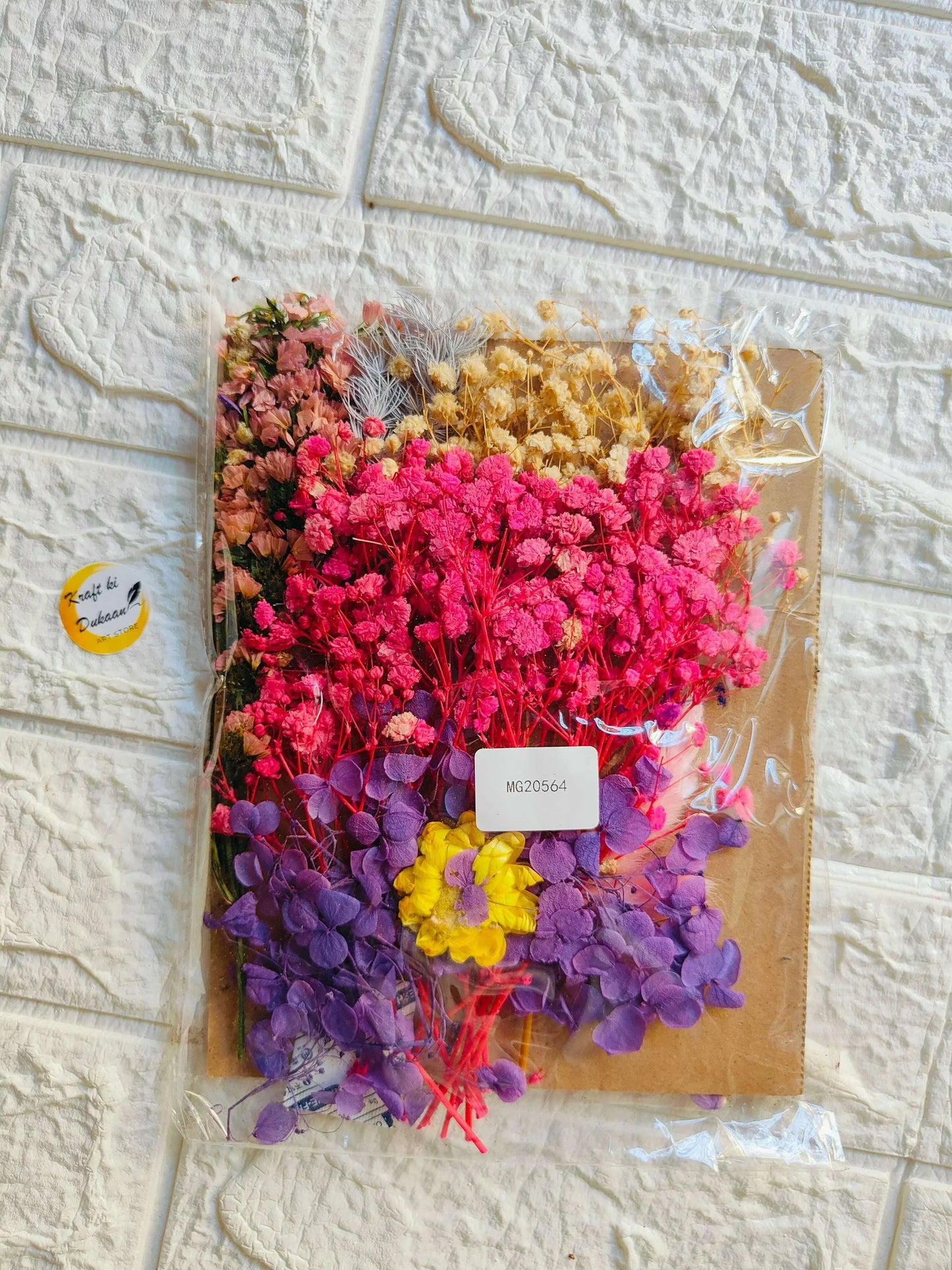 Mix dried flower sheet, A3 size—varied pink, purple, yellow and orange blossoms