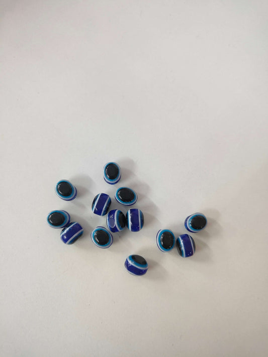 Oval evil eye beads in blue and black tones, assorted set (25 beads)