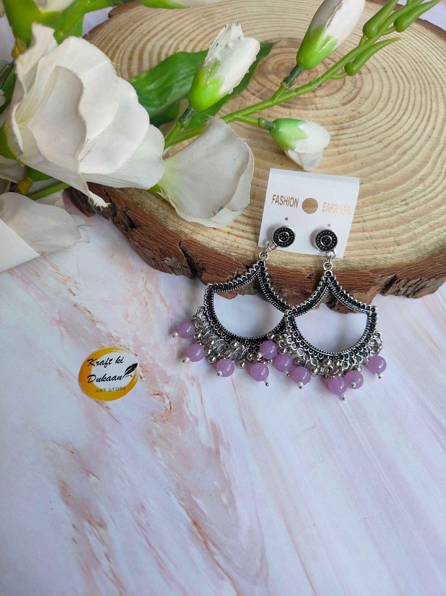 Silver Jhumka with Beads A51