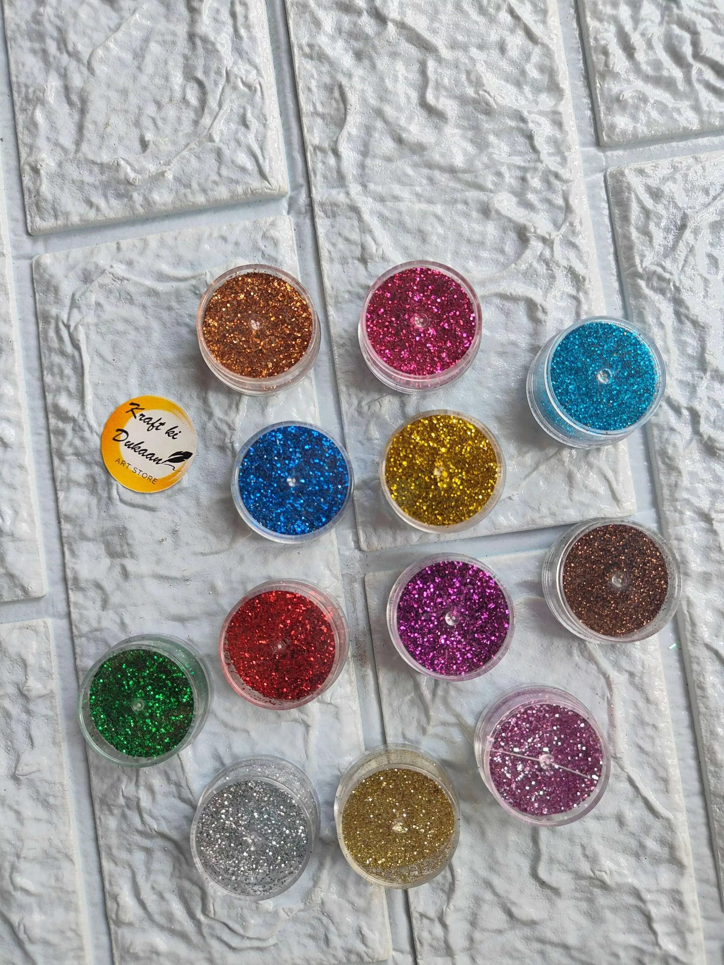 Glitter Set A1 includes multiple small glitter jars with gold, red, blue, green, and purple shades