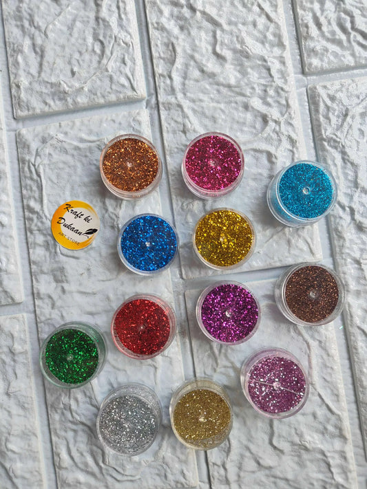 Glitter Set A1 includes multiple small glitter jars with gold, red, blue, green, and purple shades
